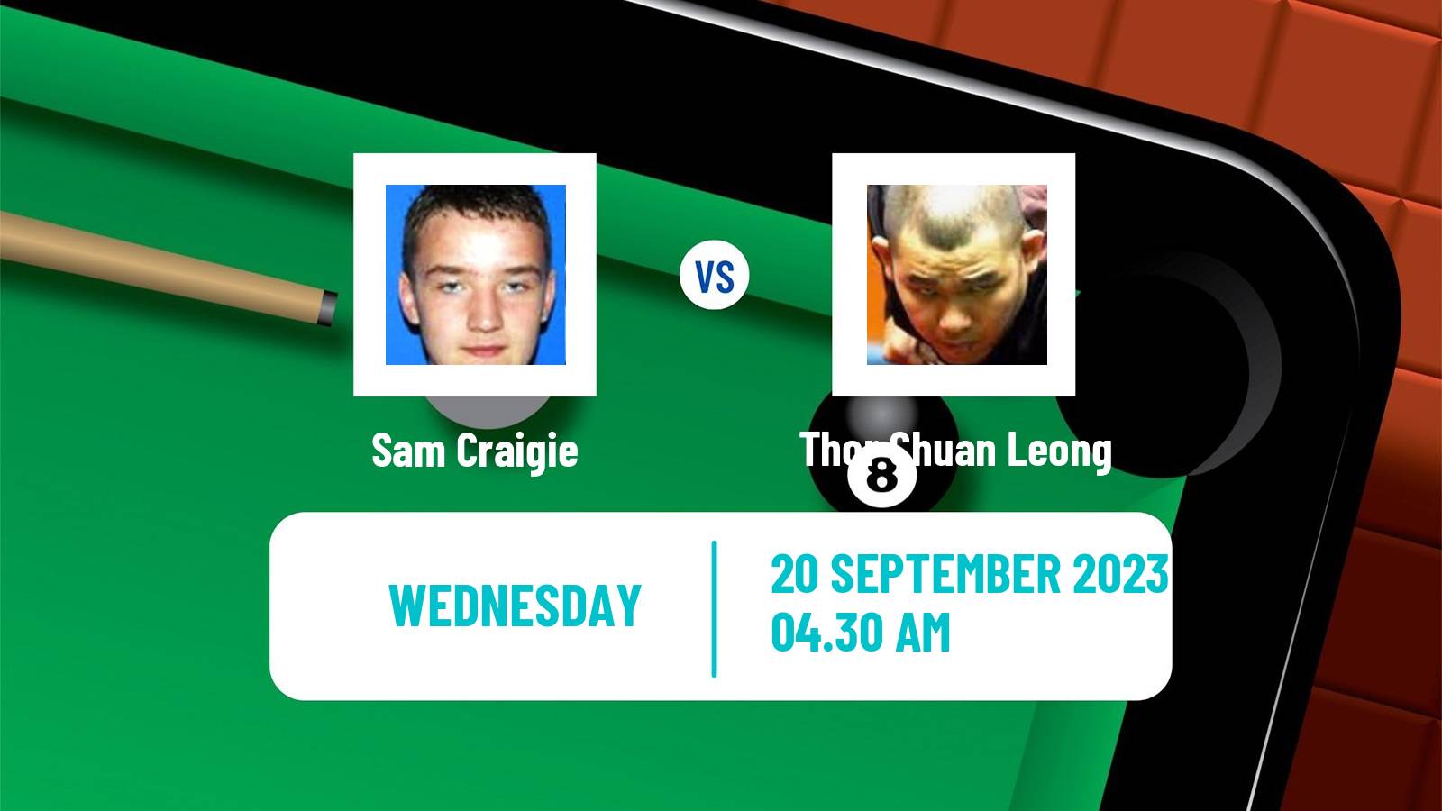 Snooker International Championship Sam Craigie - Thor Chuan Leong