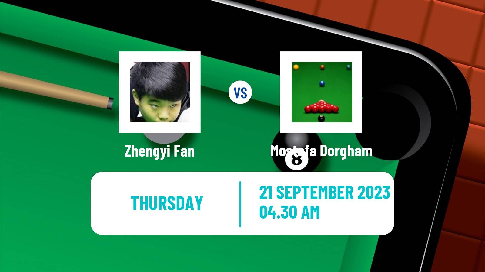 Snooker International Championship Zhengyi Fan - Mostafa Dorgham