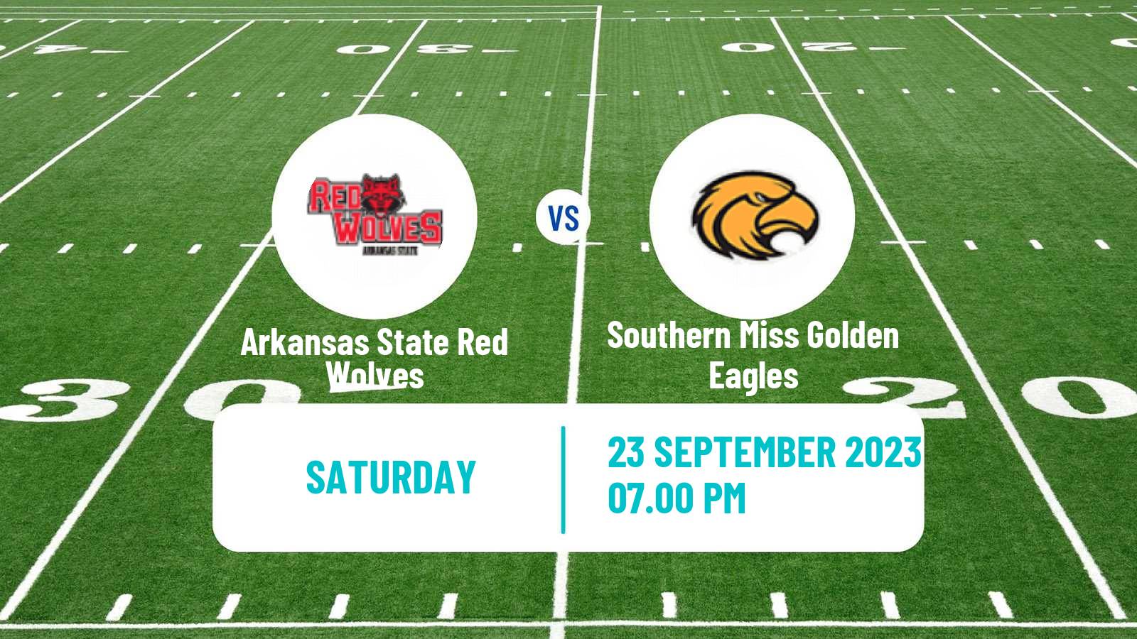 American football NCAA College Football Arkansas State Red Wolves - Southern Miss Golden Eagles