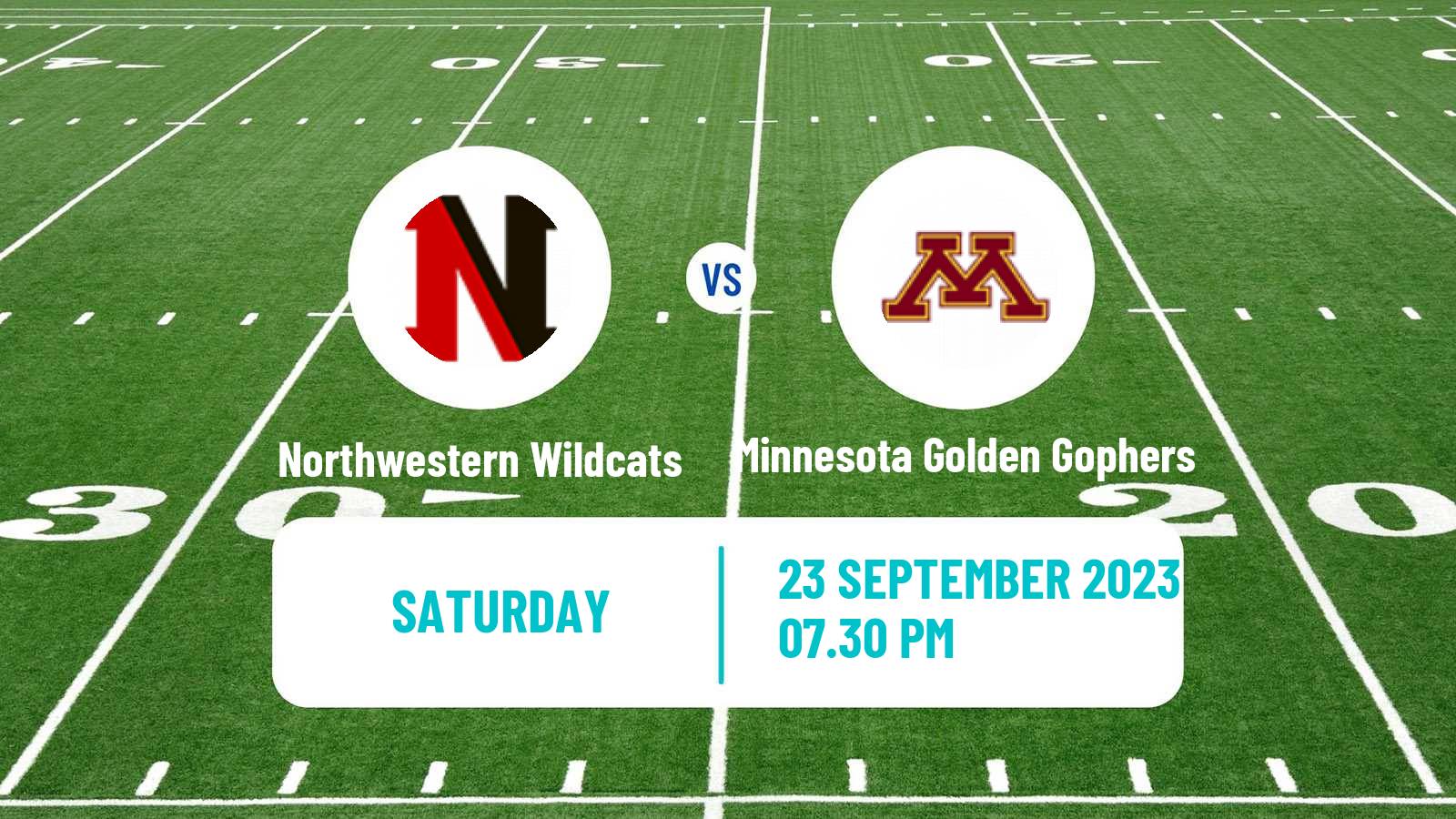 American football NCAA College Football Northwestern Wildcats - Minnesota Golden Gophers