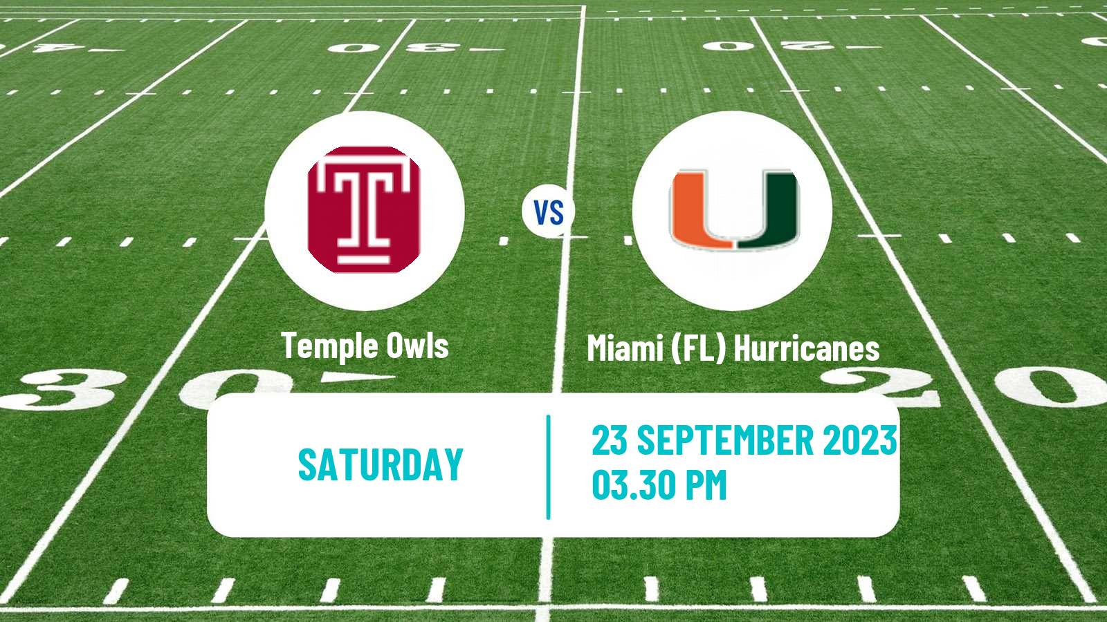 American football NCAA College Football Temple Owls - Miami (FL) Hurricanes