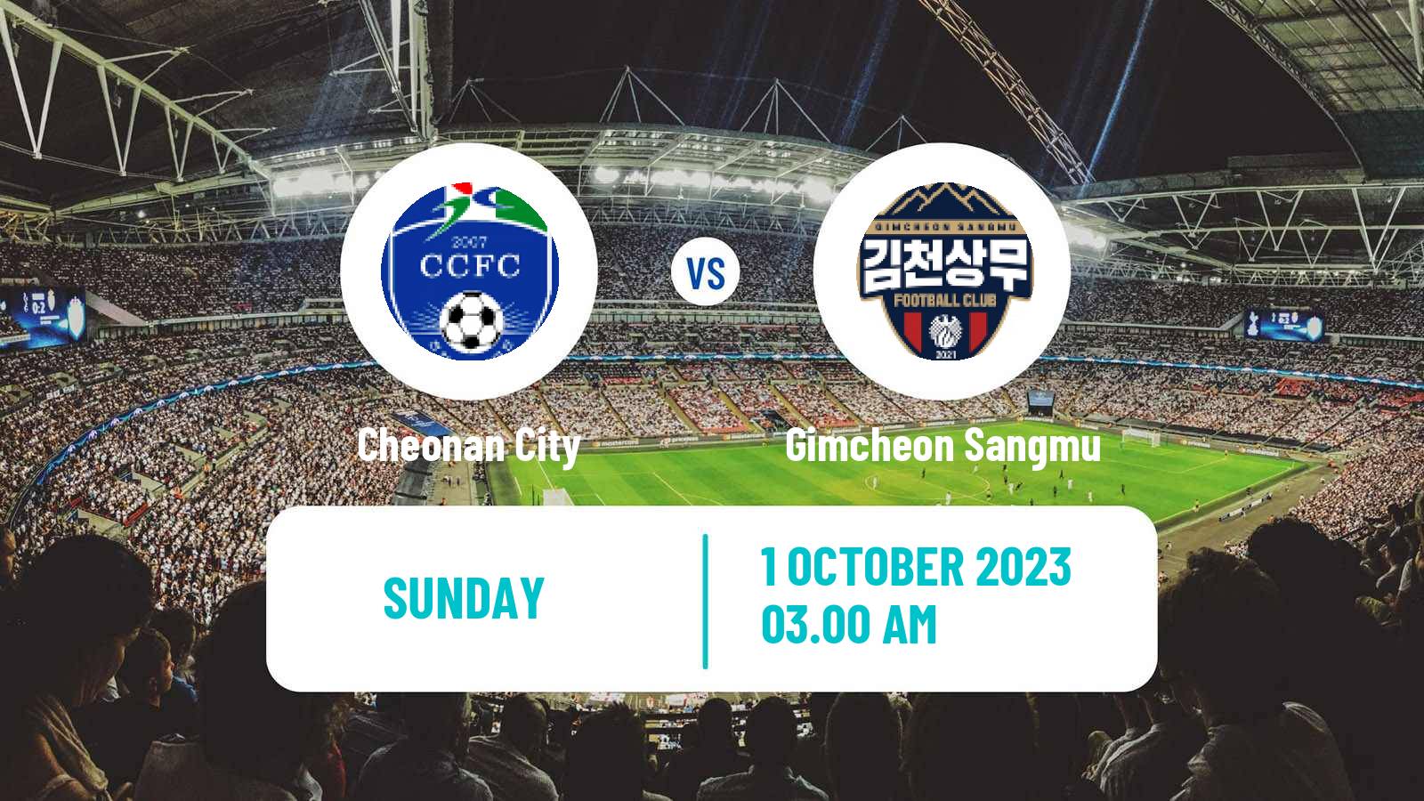 Soccer South Korean K-League 2 Cheonan City - Gimcheon Sangmu