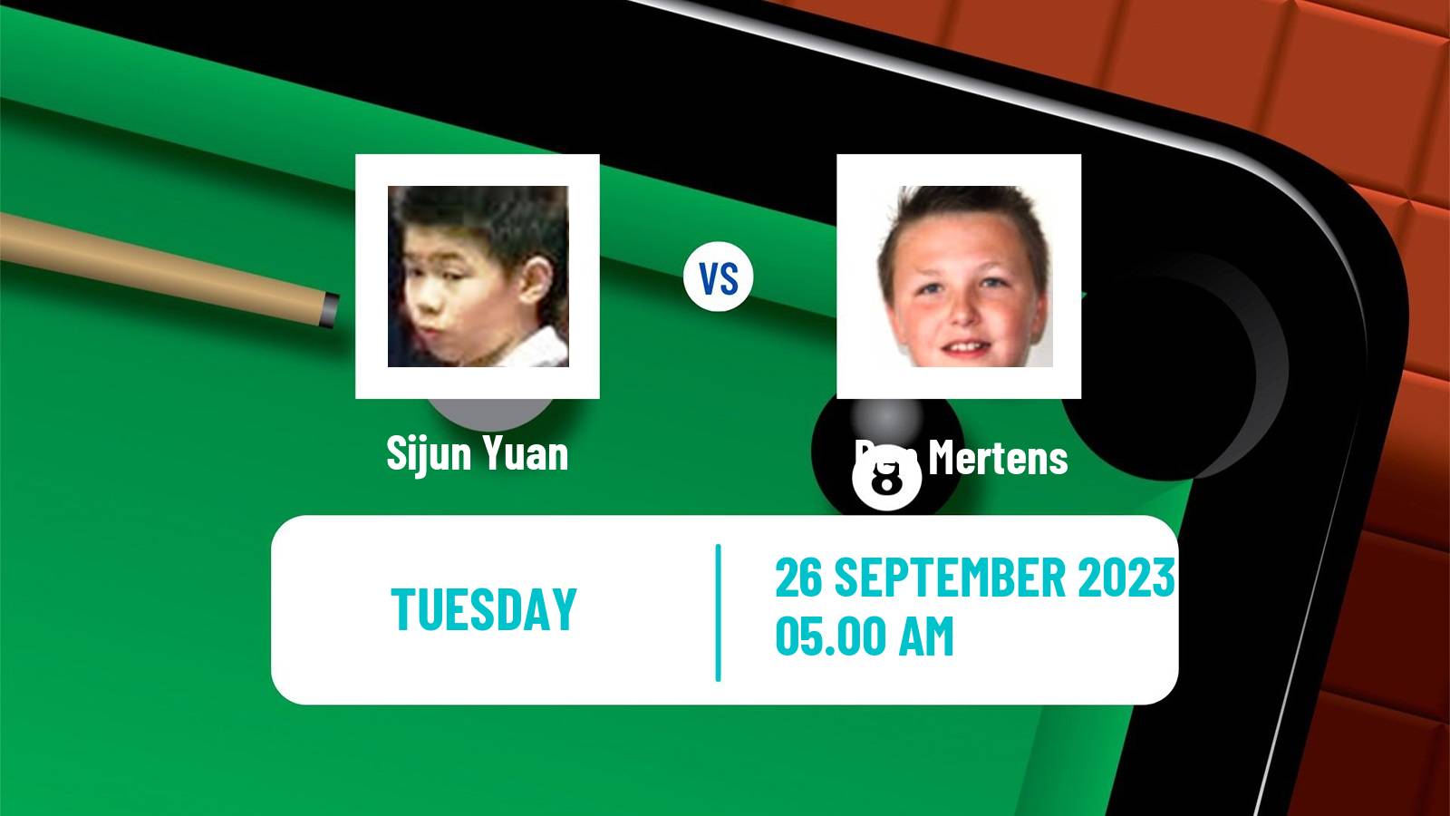 Snooker British Open Sijun Yuan - Ben Mertens