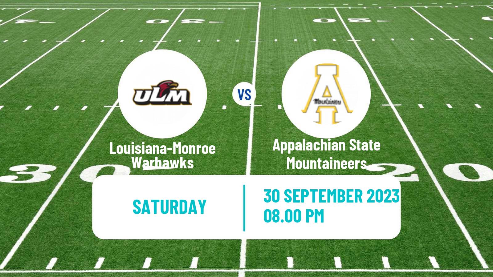 American football NCAA College Football Louisiana-Monroe Warhawks - Appalachian State Mountaineers