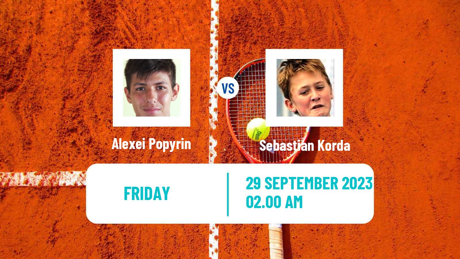 Tennis ATP Nur-Sultan Alexei Popyrin - Sebastian Korda