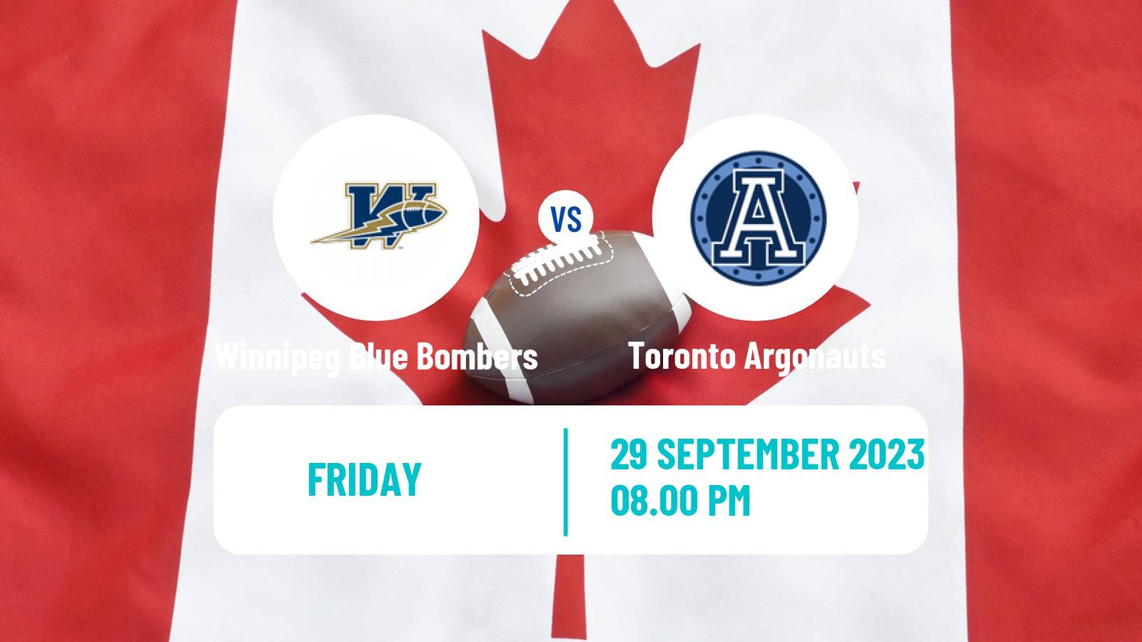 Canadian football CFL Winnipeg Blue Bombers - Toronto Argonauts