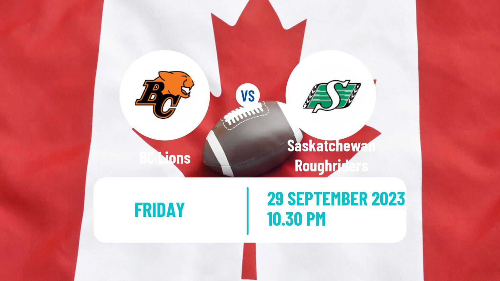 Canadian football CFL BC Lions - Saskatchewan Roughriders