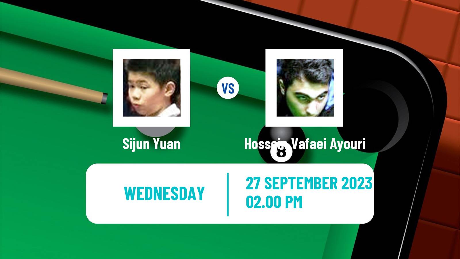 Snooker British Open Sijun Yuan - Hossein Vafaei Ayouri