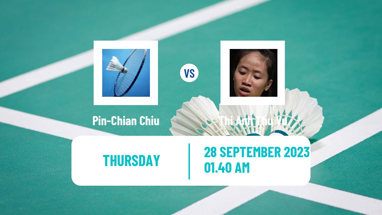 Badminton BWF World Tour Kaohsiung Masters Women Pin-Chian Chiu - Thi Anh Thu Vu