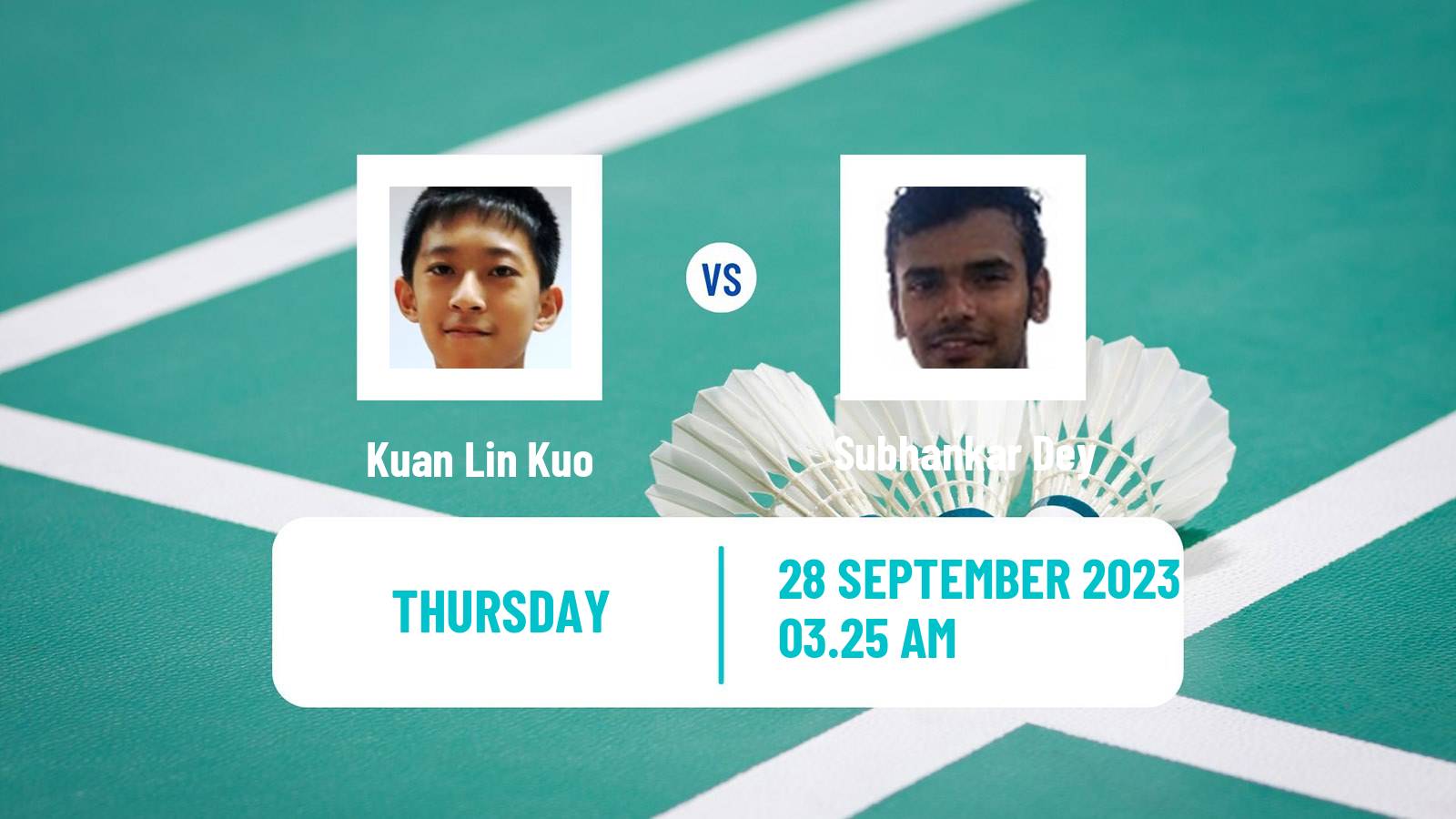 Badminton BWF World Tour Kaohsiung Masters Men Kuan Lin Kuo - Subhankar Dey