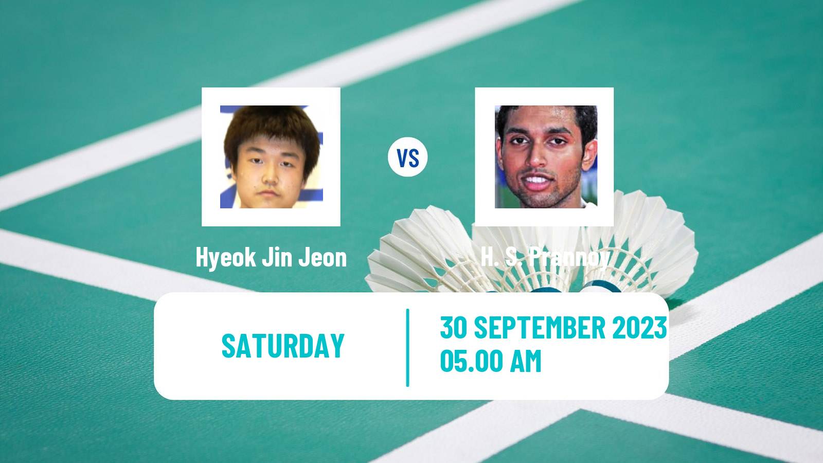 Badminton Asian Games Teams Men Hyeok Jin Jeon - H. S. Prannoy
