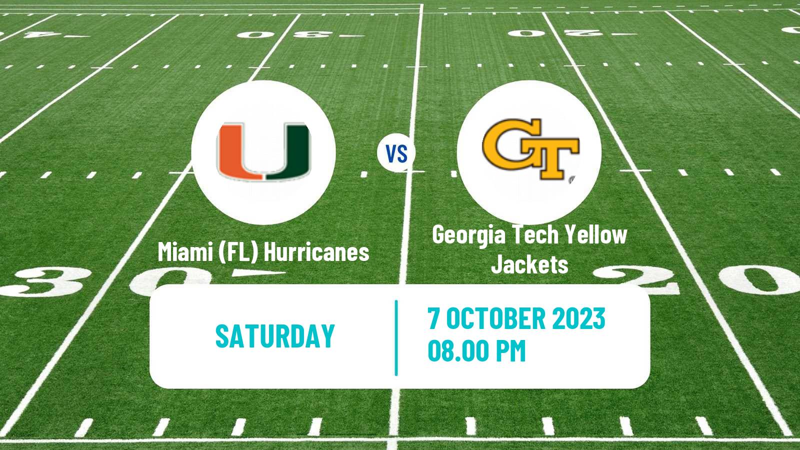 American football NCAA College Football Miami (FL) Hurricanes - Georgia Tech Yellow Jackets