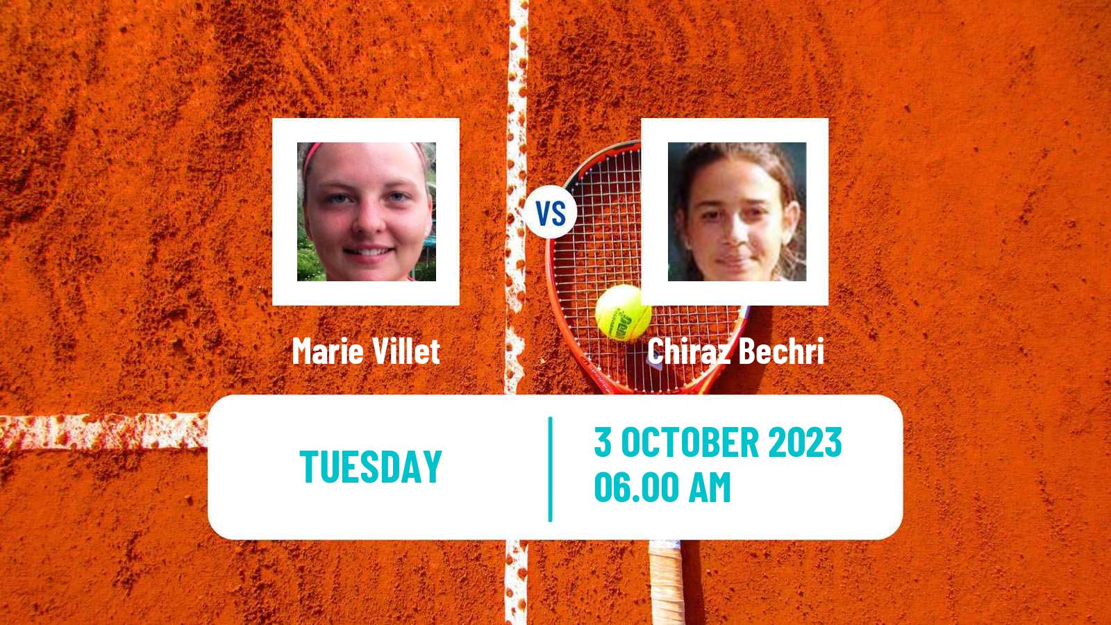 Tennis ITF W15 Monastir 35 Women 2023 Marie Villet - Chiraz Bechri