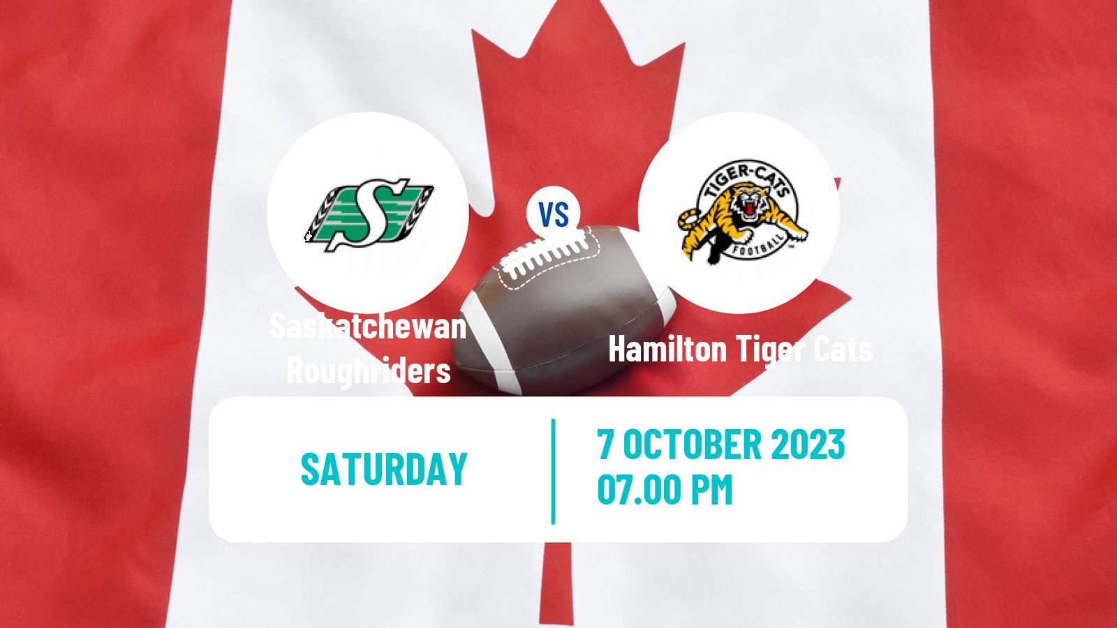 Canadian football CFL Saskatchewan Roughriders - Hamilton Tiger Cats