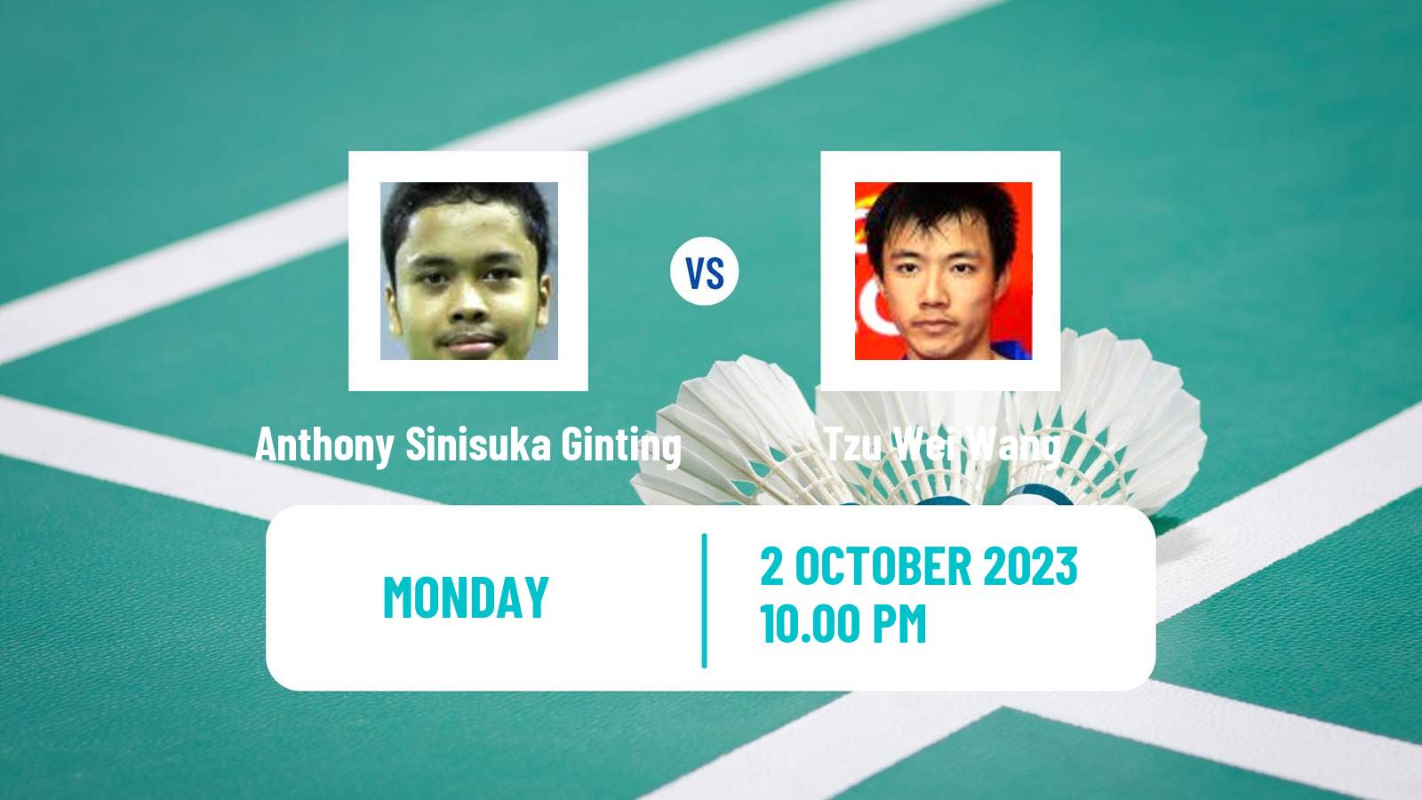 Badminton Asian Games Men Anthony Sinisuka Ginting - Tzu Wei Wang