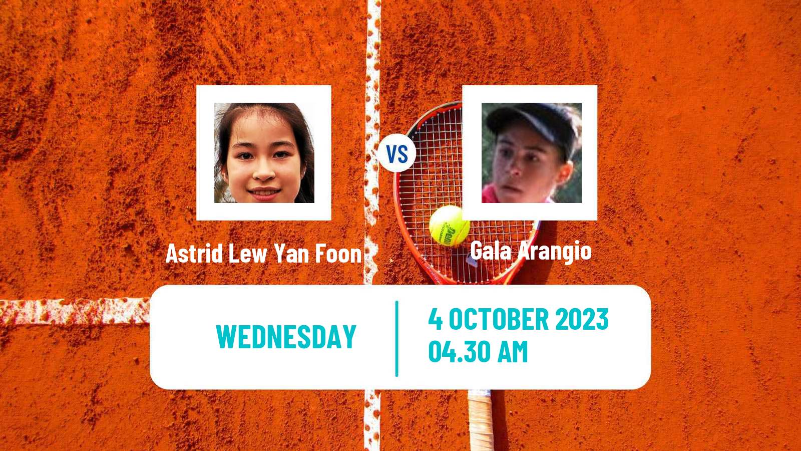 Tennis ITF W15 Monastir 35 Women Astrid Lew Yan Foon - Gala Arangio