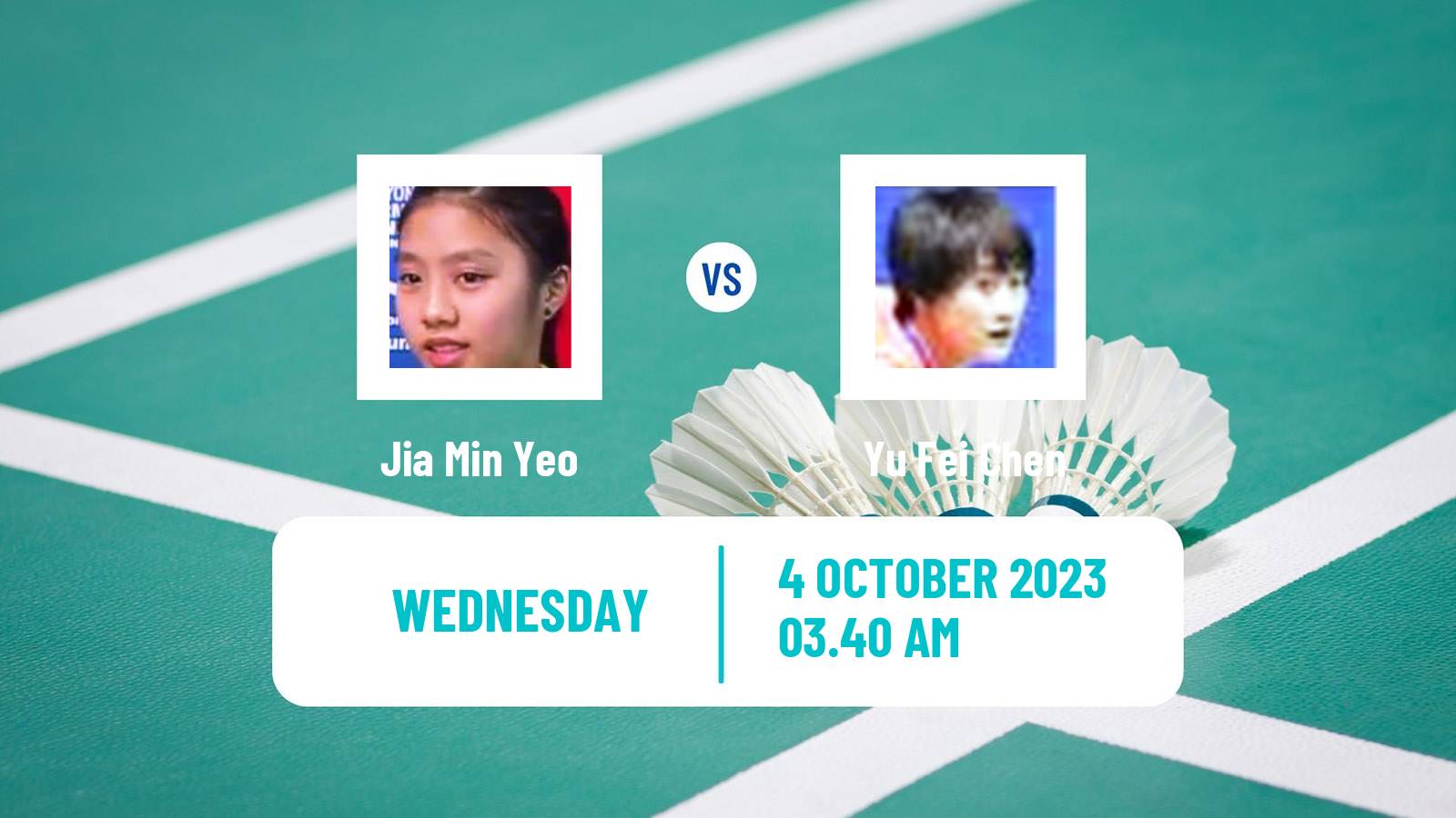 Badminton Asian Games Women Jia Min Yeo - Yu Fei Chen