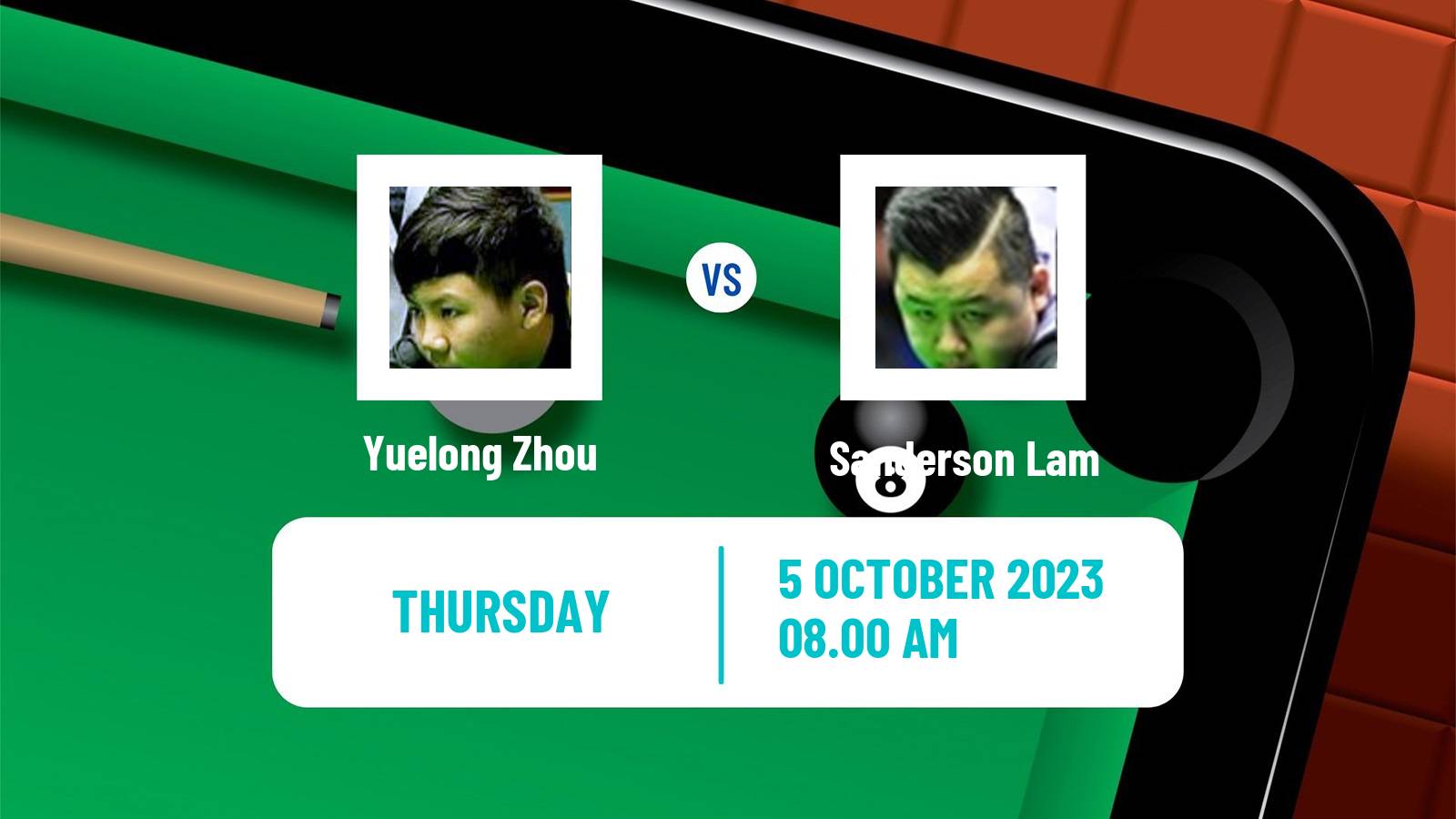 Snooker English Open Yuelong Zhou - Sanderson Lam