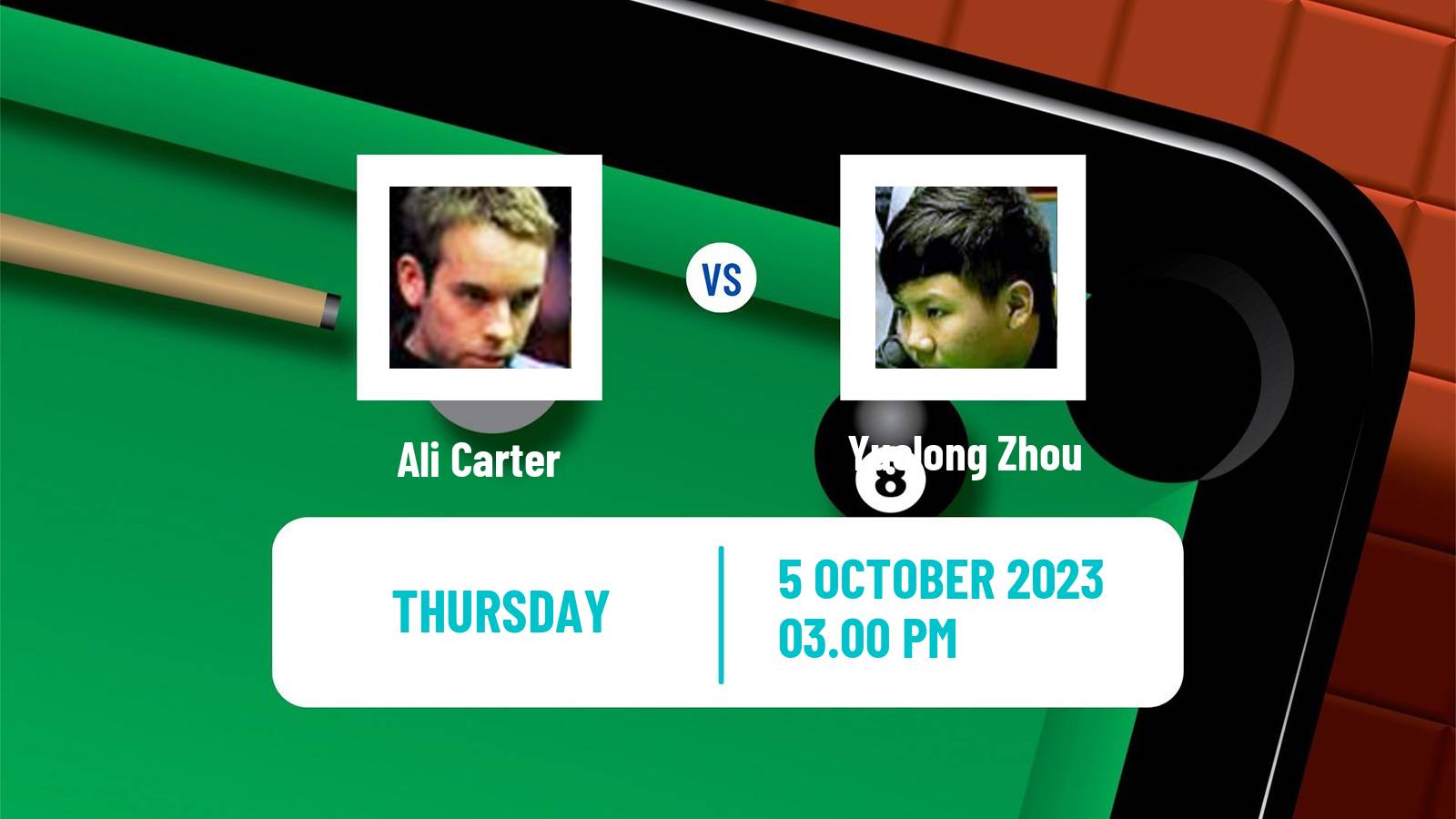 Snooker English Open Ali Carter - Yuelong Zhou
