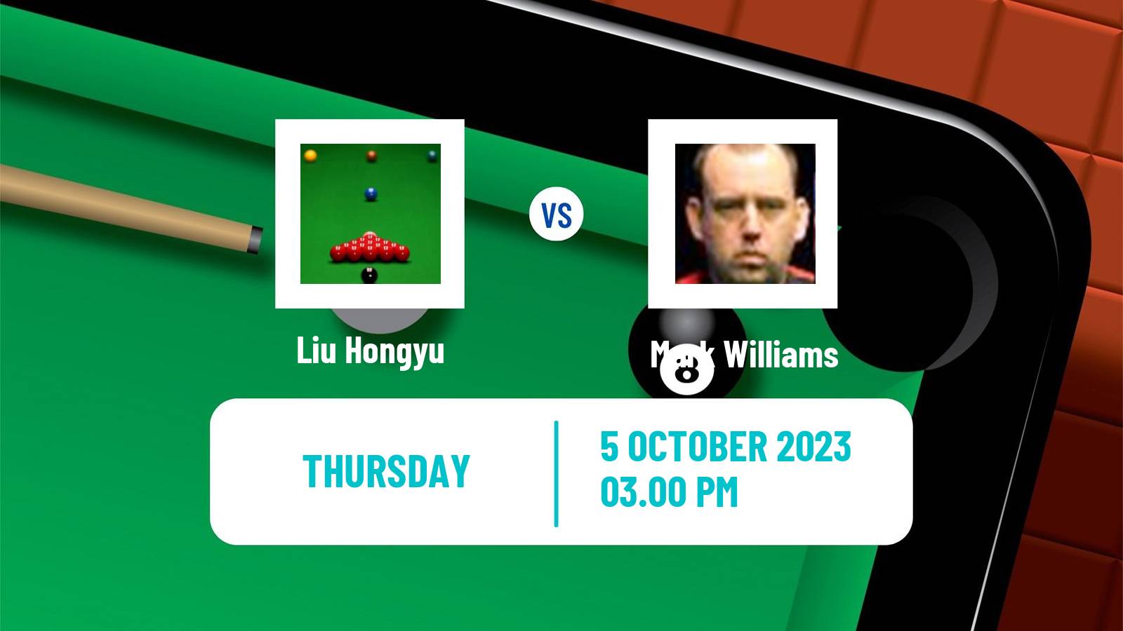 Snooker English Open Liu Hongyu - Mark Williams