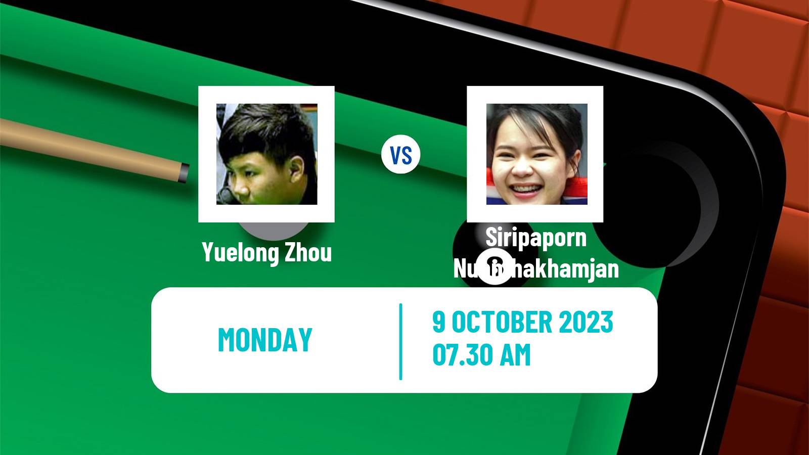Snooker Wuhan Open Yuelong Zhou - Siripaporn Nuanthakhamjan
