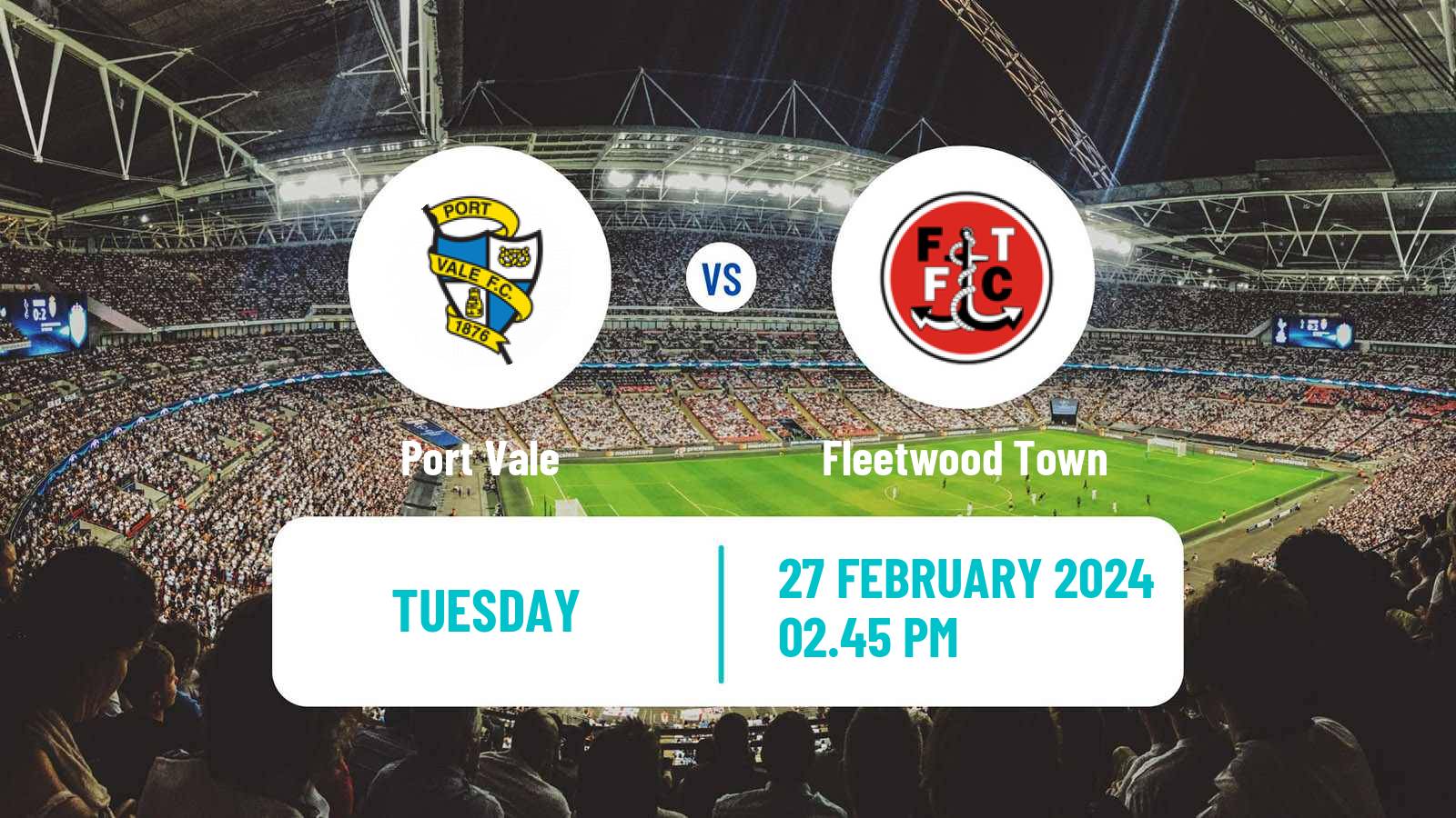 Soccer English League One Port Vale - Fleetwood Town