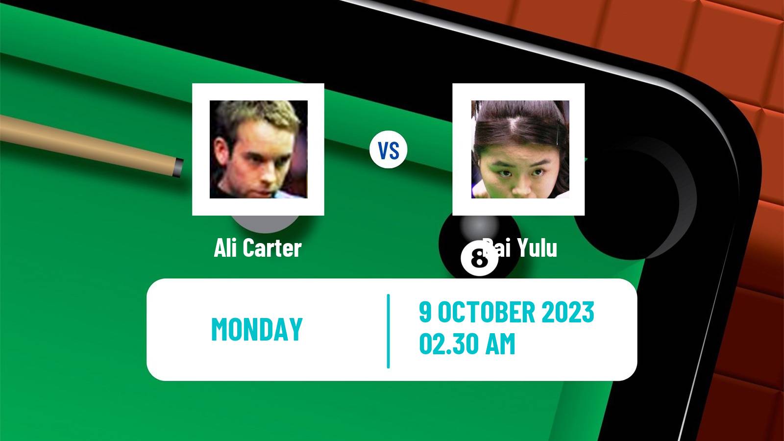 Snooker Wuhan Open Ali Carter - Bai Yulu