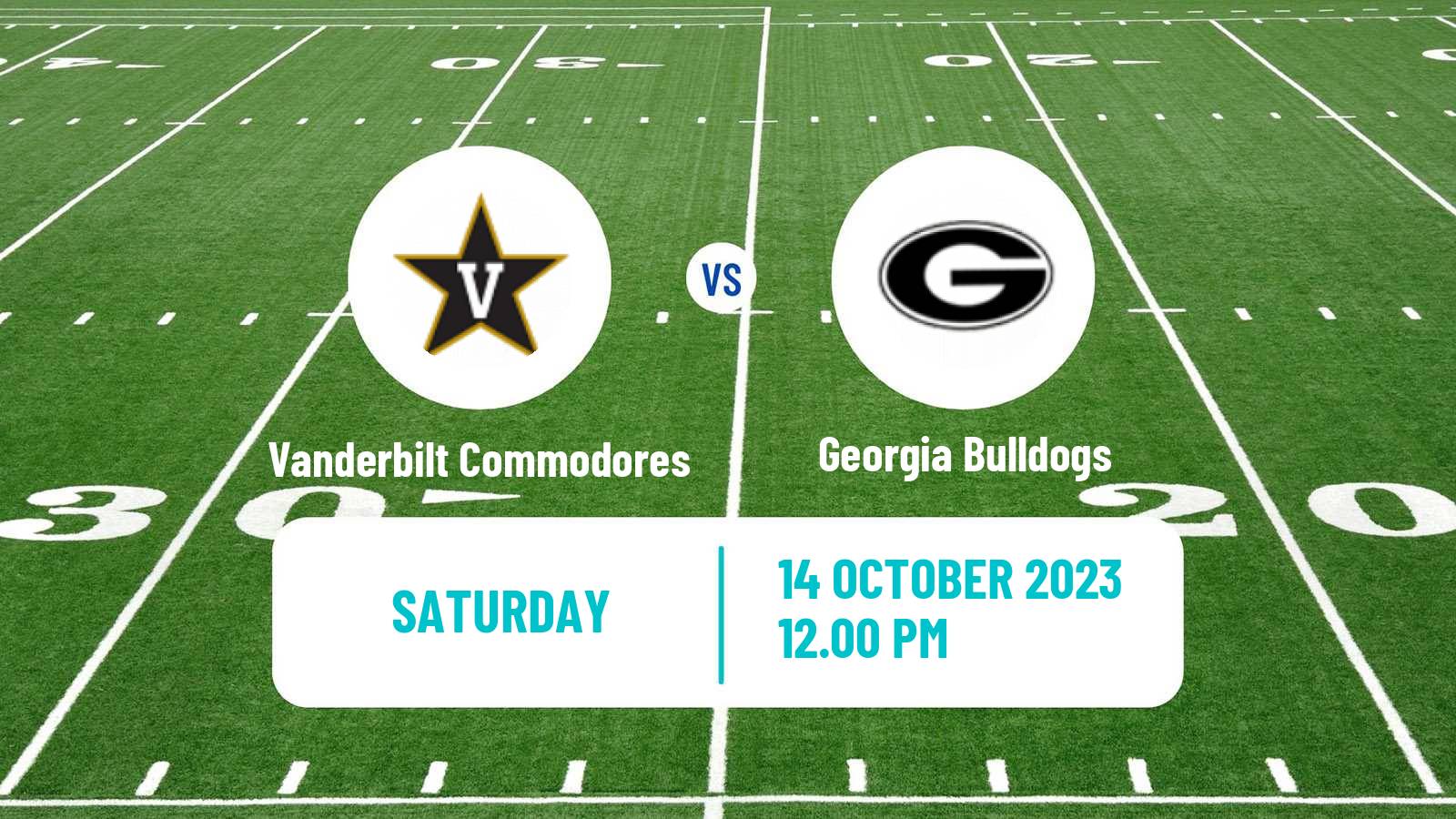 American football NCAA College Football Vanderbilt Commodores - Georgia Bulldogs