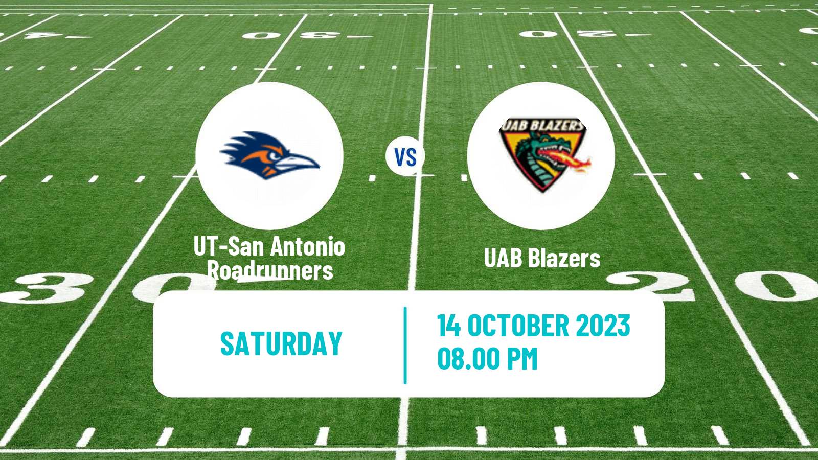American football NCAA College Football UT-San Antonio Roadrunners - UAB Blazers