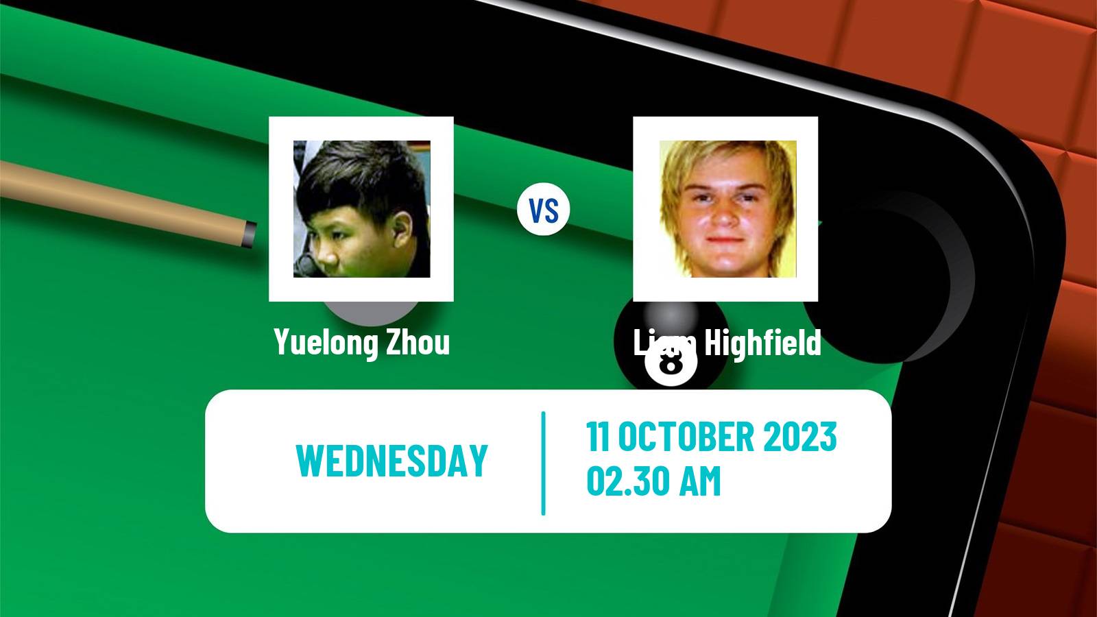 Snooker Wuhan Open Yuelong Zhou - Liam Highfield