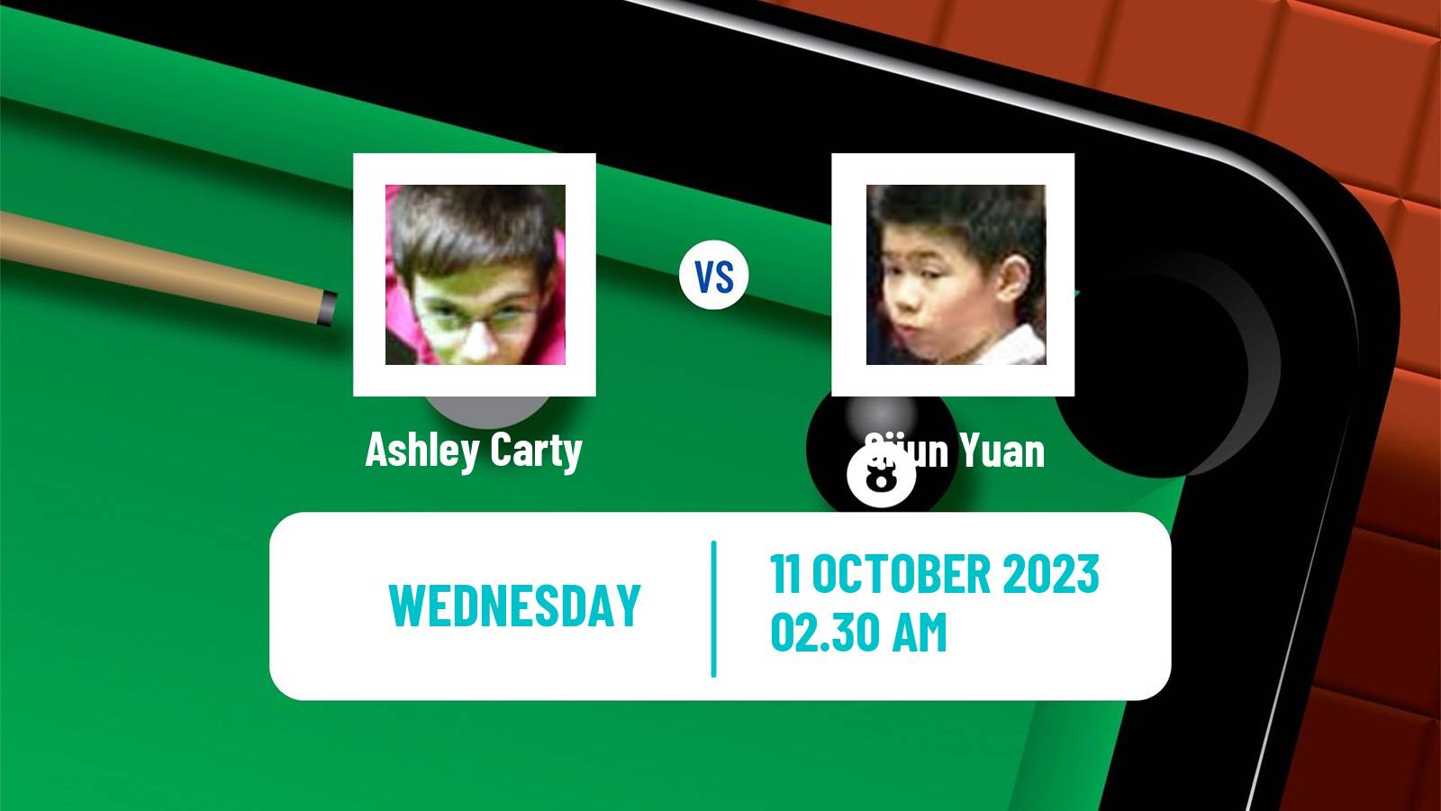 Snooker Wuhan Open Ashley Carty - Sijun Yuan