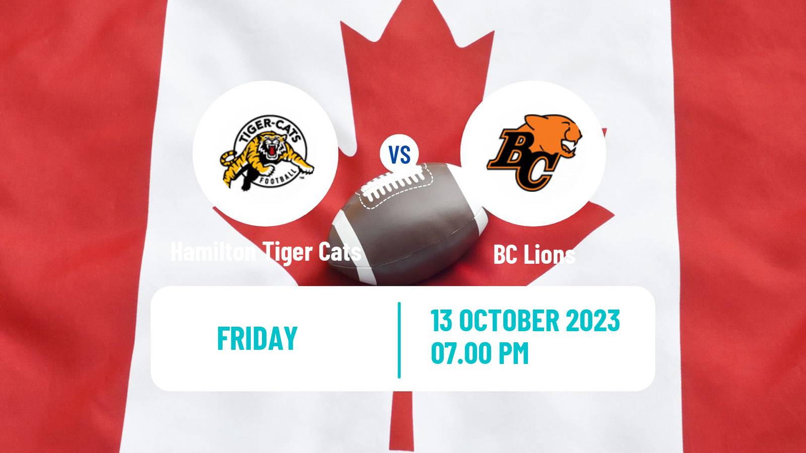Canadian football CFL Hamilton Tiger Cats - BC Lions