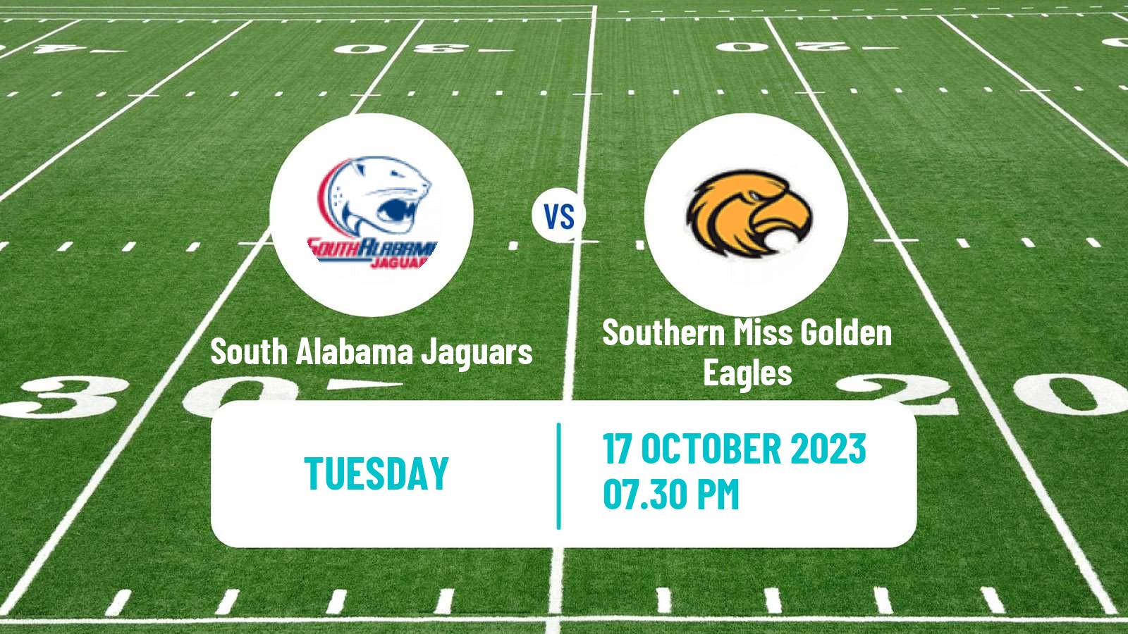 American football NCAA College Football South Alabama Jaguars - Southern Miss Golden Eagles