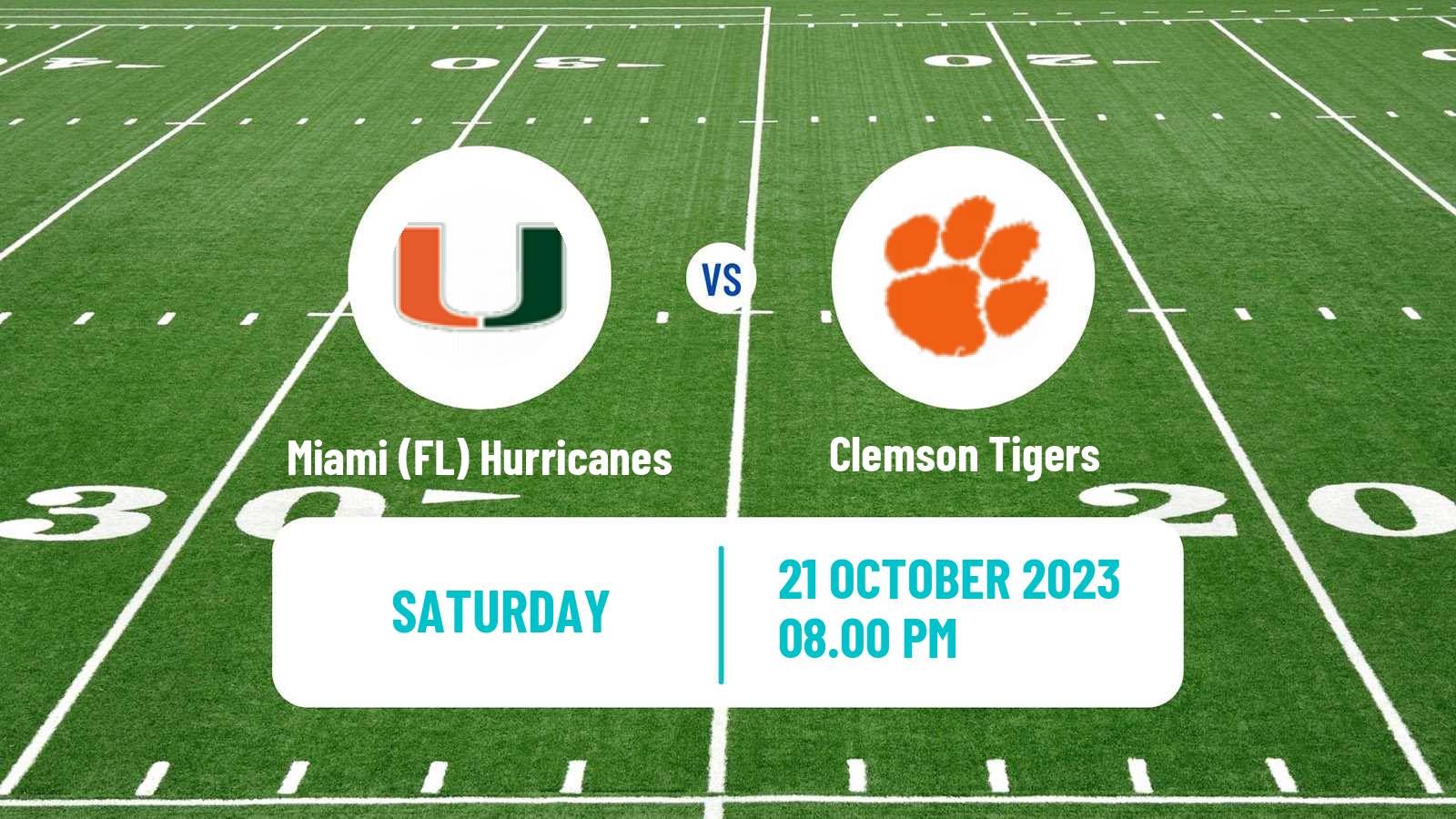 American football NCAA College Football Miami (FL) Hurricanes - Clemson Tigers