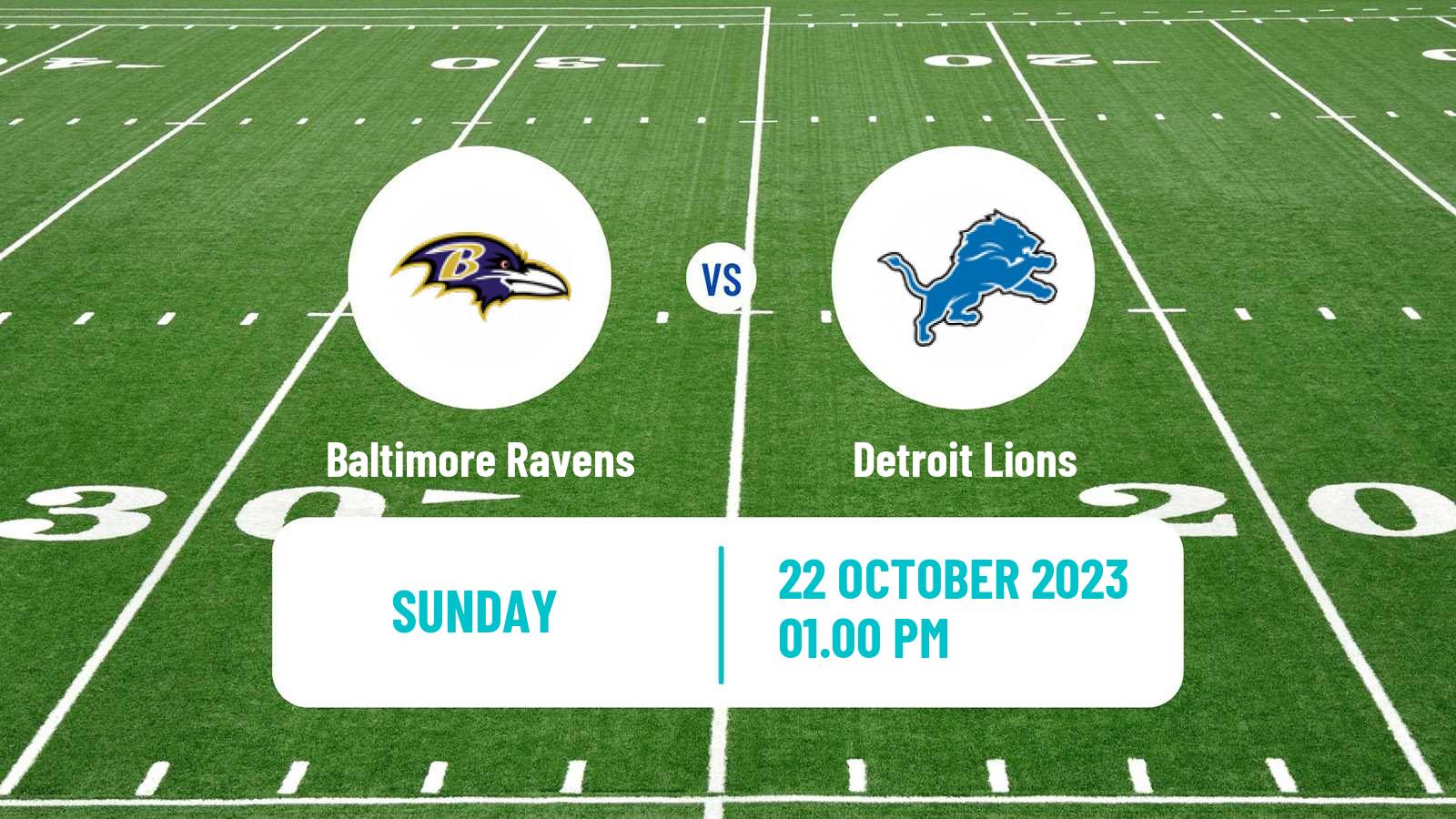 American football NFL Baltimore Ravens - Detroit Lions