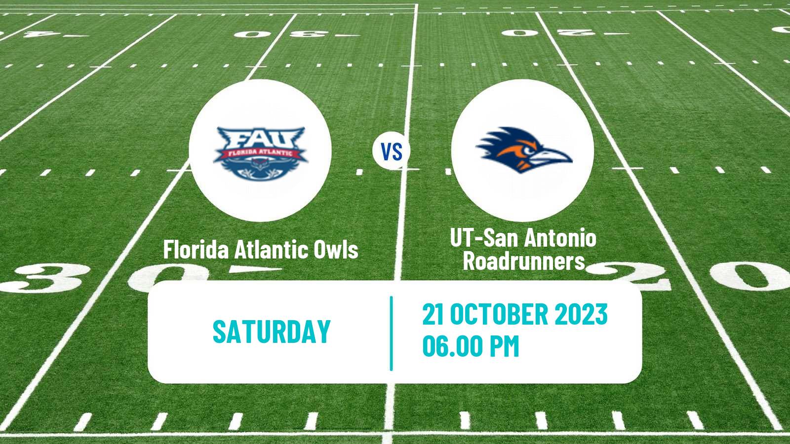 American football NCAA College Football Florida Atlantic Owls - UT-San Antonio Roadrunners