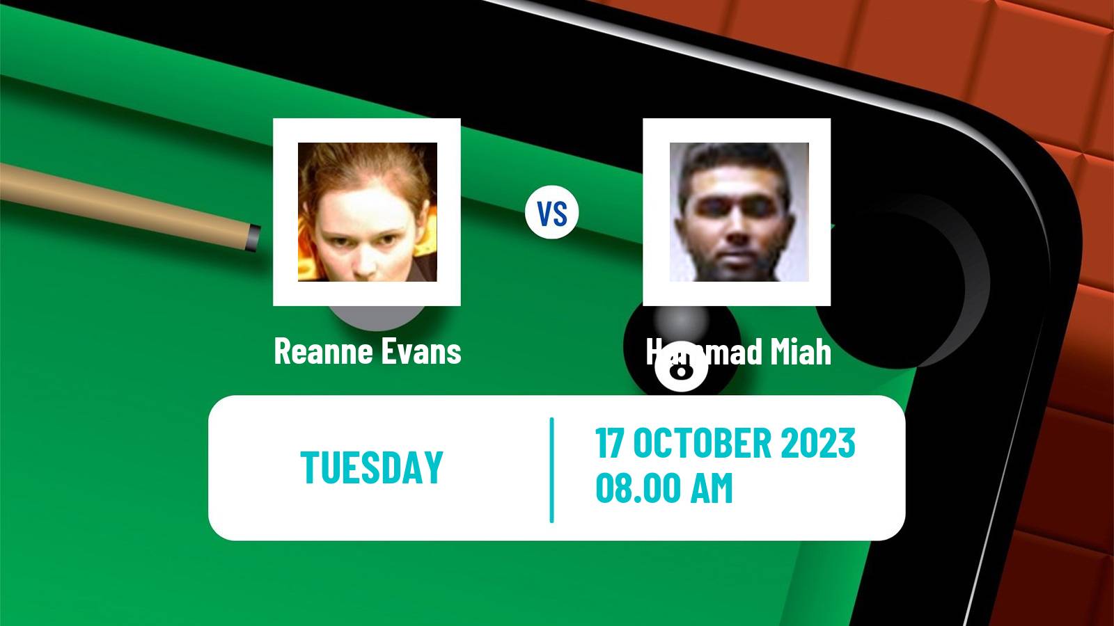 Snooker Northern Ireland Open Reanne Evans - Hammad Miah