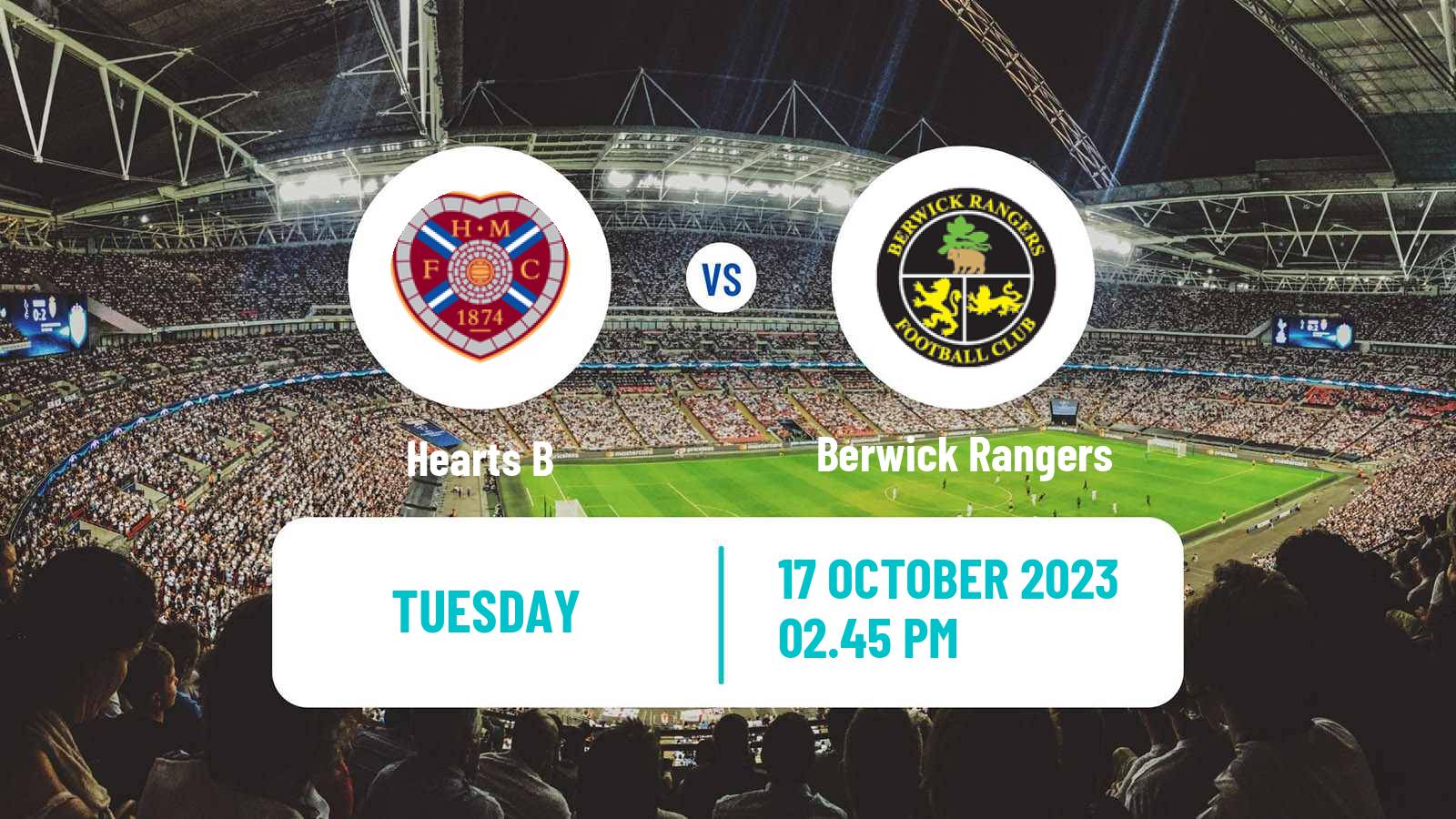 Soccer Scottish Lowland League Hearts B - Berwick Rangers