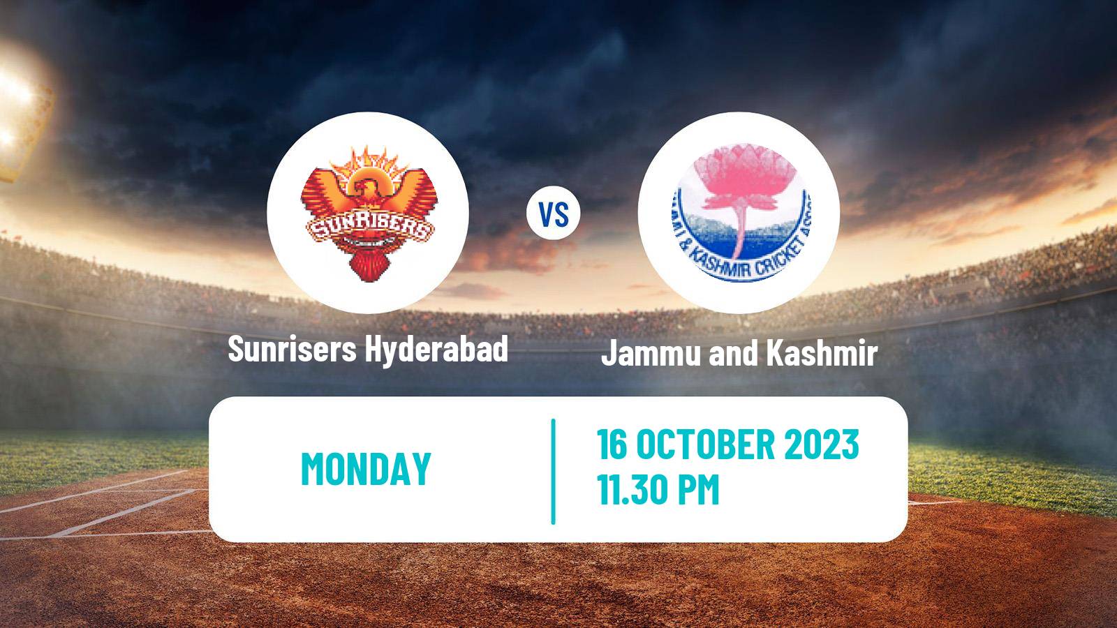 Cricket Syed Mushtaq Ali Trophy Sunrisers Hyderabad - Jammu and Kashmir