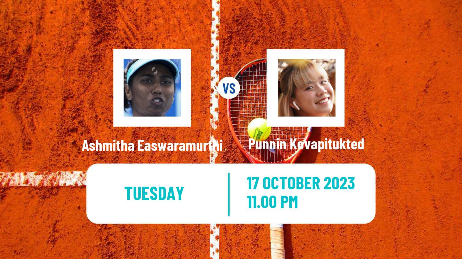 Tennis ITF W15 Hua Hin 2 Women Ashmitha Easwaramurthi - Punnin Kovapitukted