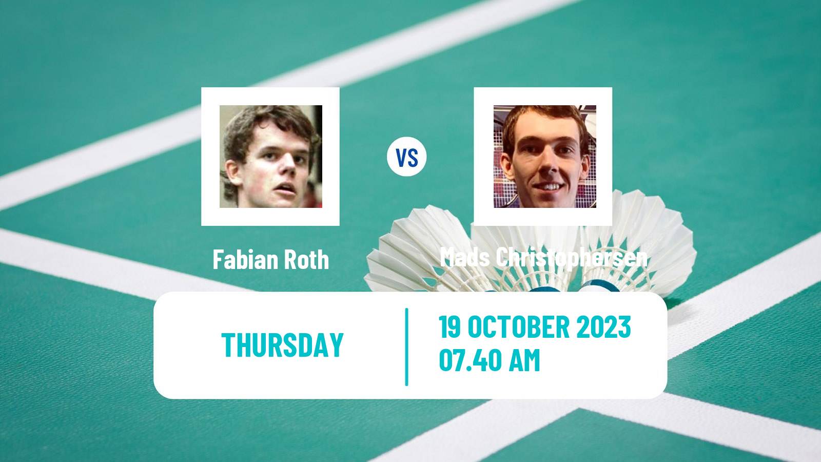 Badminton BWF World Tour Abu Dhabi Masters Men Fabian Roth - Mads Christophersen