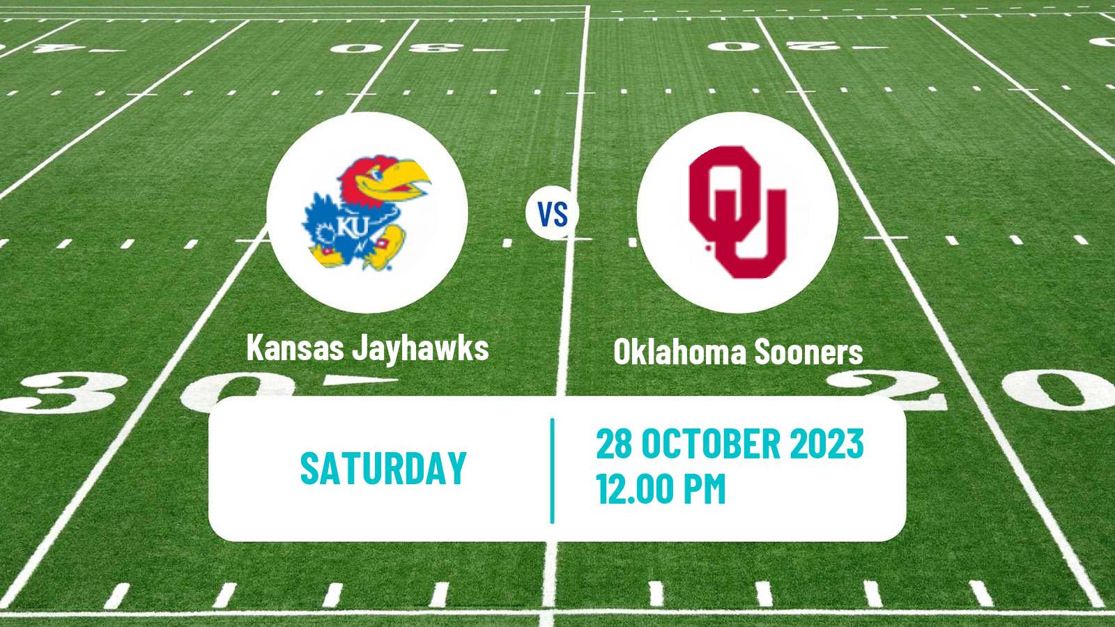 American football NCAA College Football Kansas Jayhawks - Oklahoma Sooners