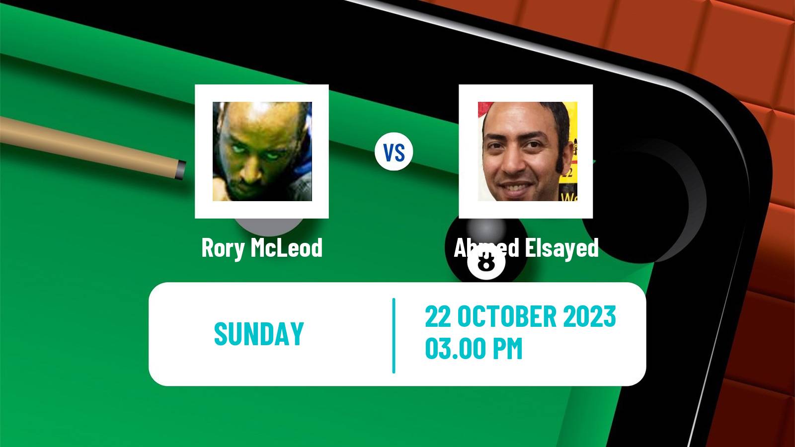 Snooker Northern Ireland Open Rory McLeod - Ahmed Elsayed