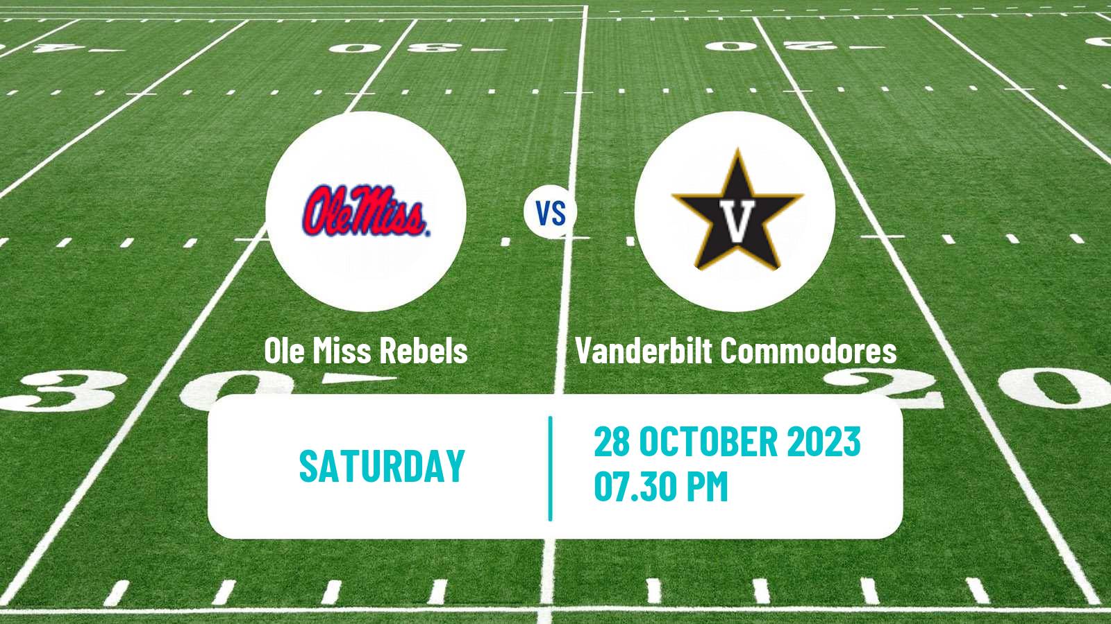 American football NCAA College Football Ole Miss Rebels - Vanderbilt Commodores