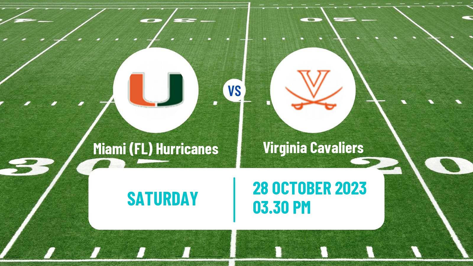 American football NCAA College Football Miami FL Hurricanes - Virginia Cavaliers