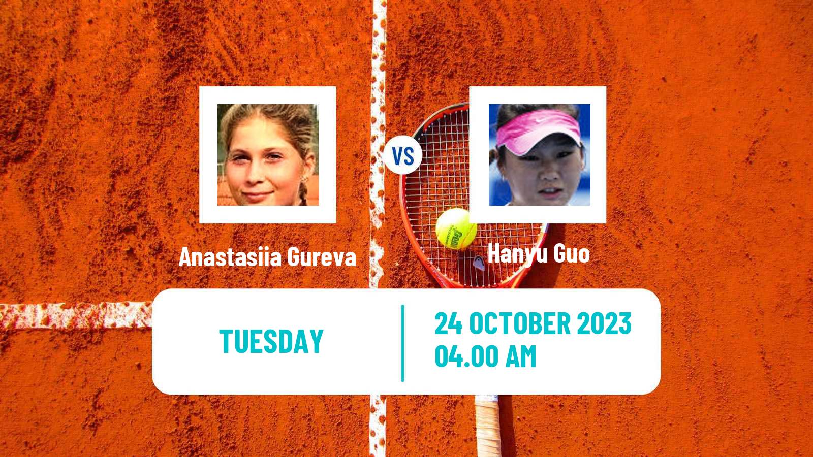 Tennis ITF W25 Qian Daohu Women 2023 Anastasiia Gureva - Hanyu Guo