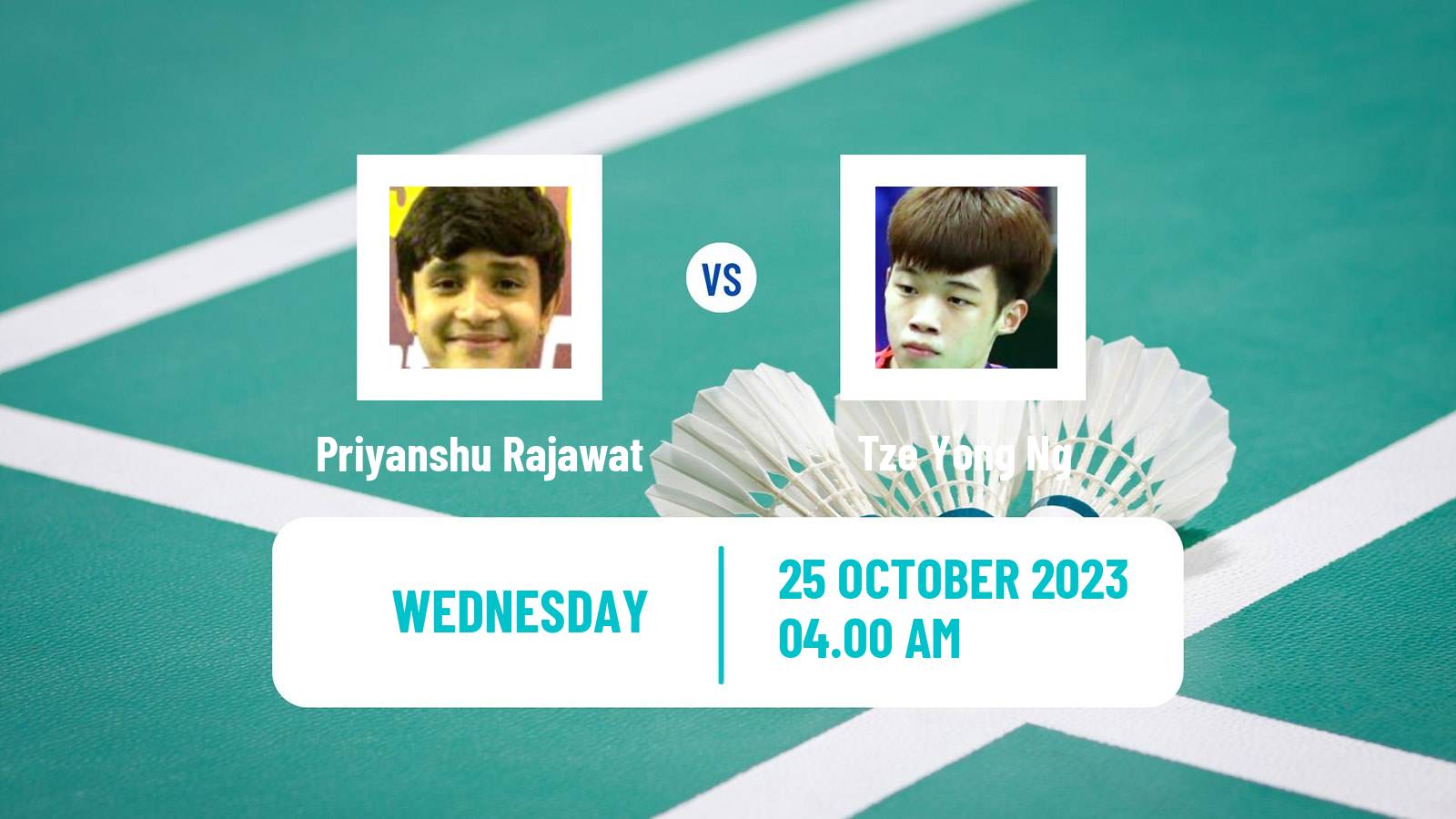 Badminton BWF World Tour French Open Men Priyanshu Rajawat - Tze Yong Ng