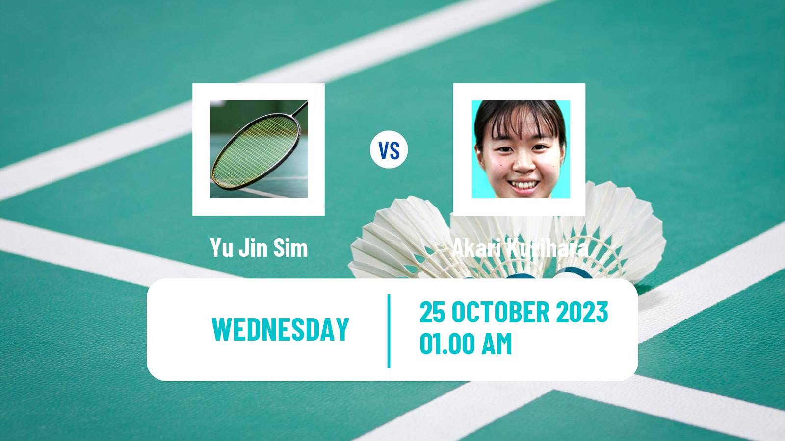 Badminton BWF World Tour Indonesia Masters 3 Women Yu Jin Sim - Akari Kurihara