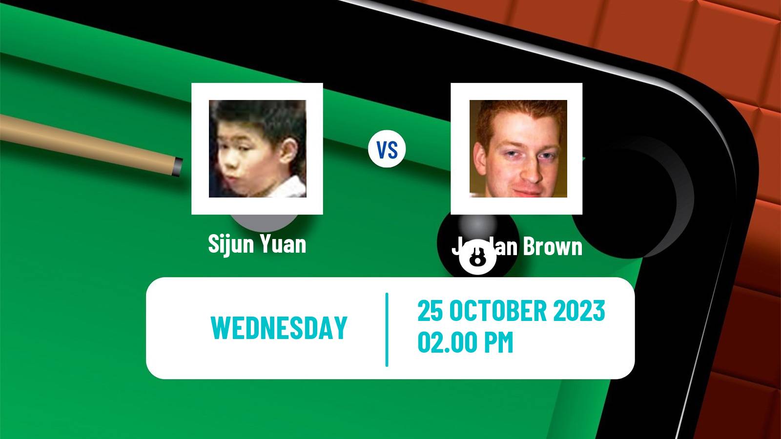 Snooker Northern Ireland Open Sijun Yuan - Jordan Brown
