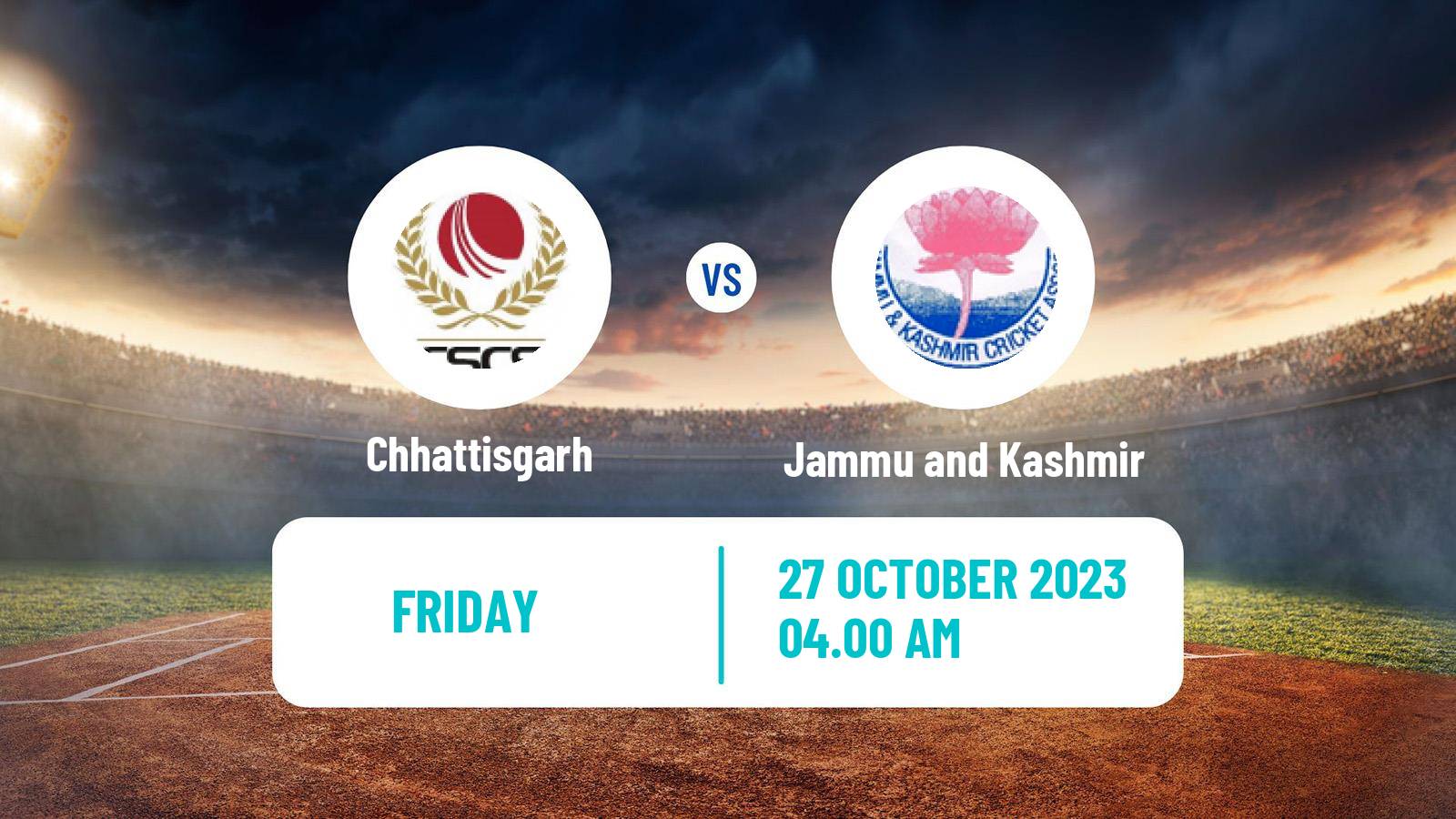 Cricket Syed Mushtaq Ali Trophy Chhattisgarh - Jammu and Kashmir